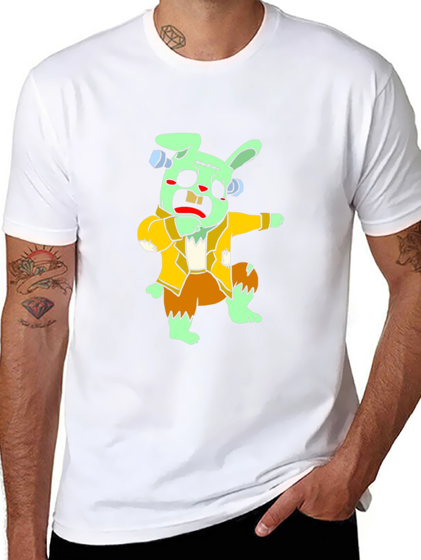 Black Zombie Bunny Dab T-Shirt view 8