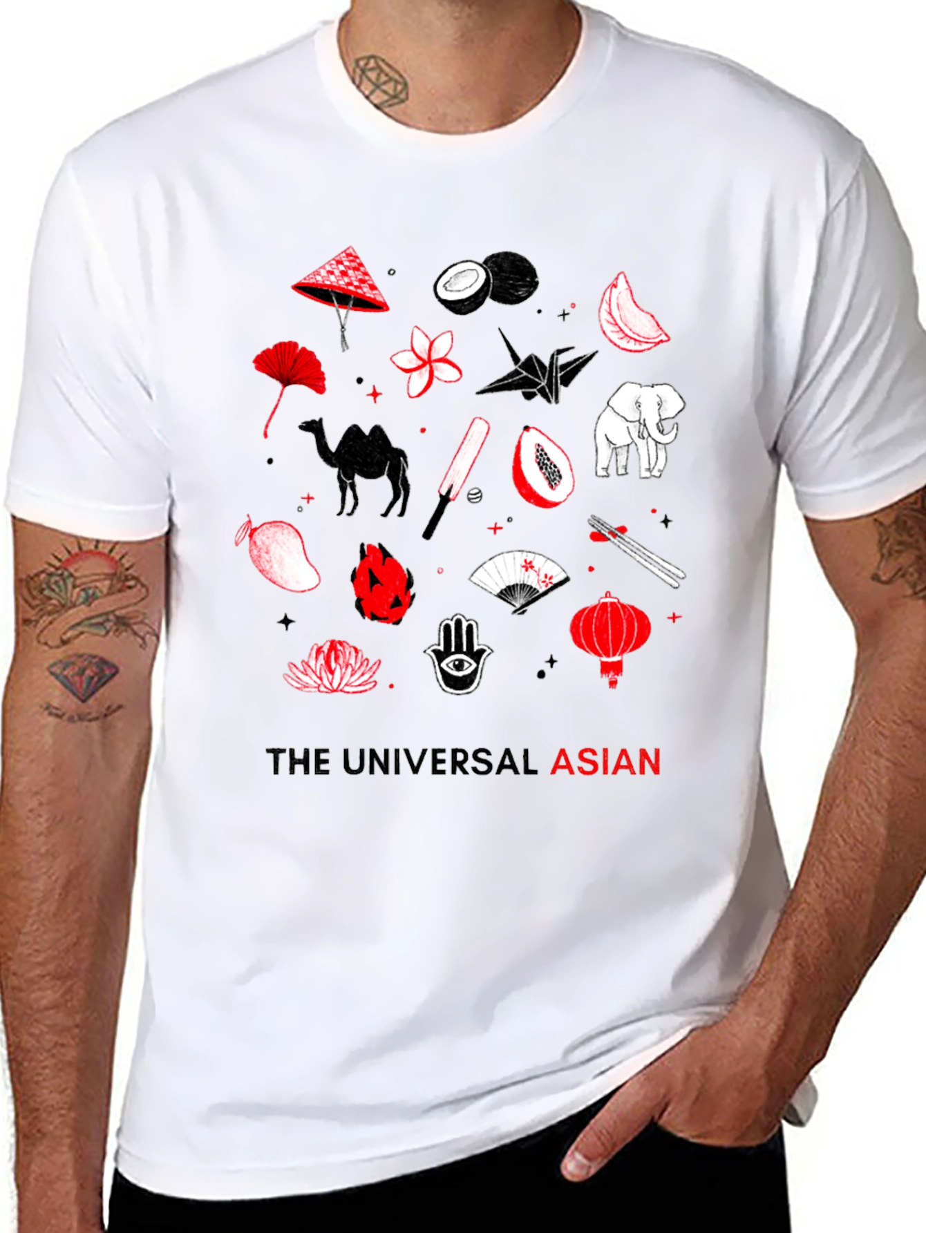 Black The Universal Asian Graphic Tee - Black Cotton view 8