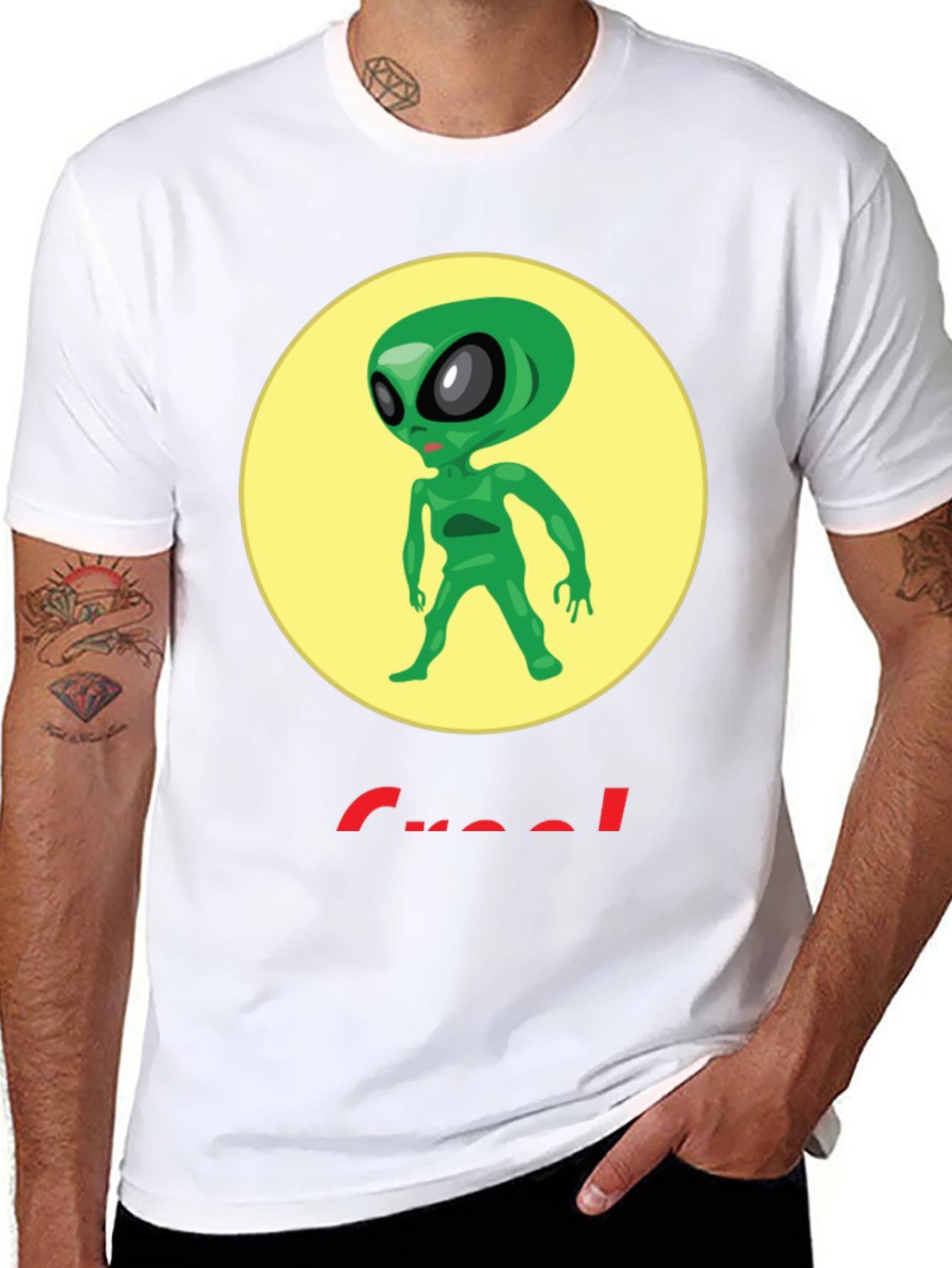Black Alien Graphic T-Shirt - Crew Neck - Black view 8