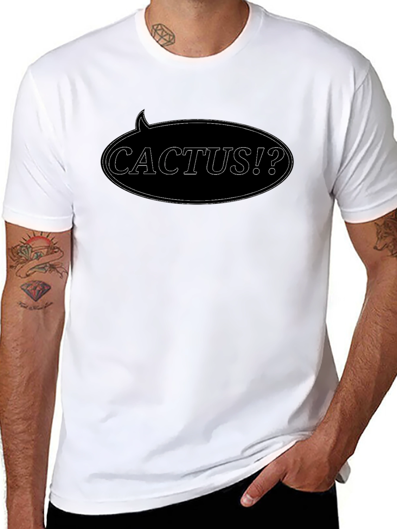 Black Cactus Speech Bubble Black T-Shirt view 8