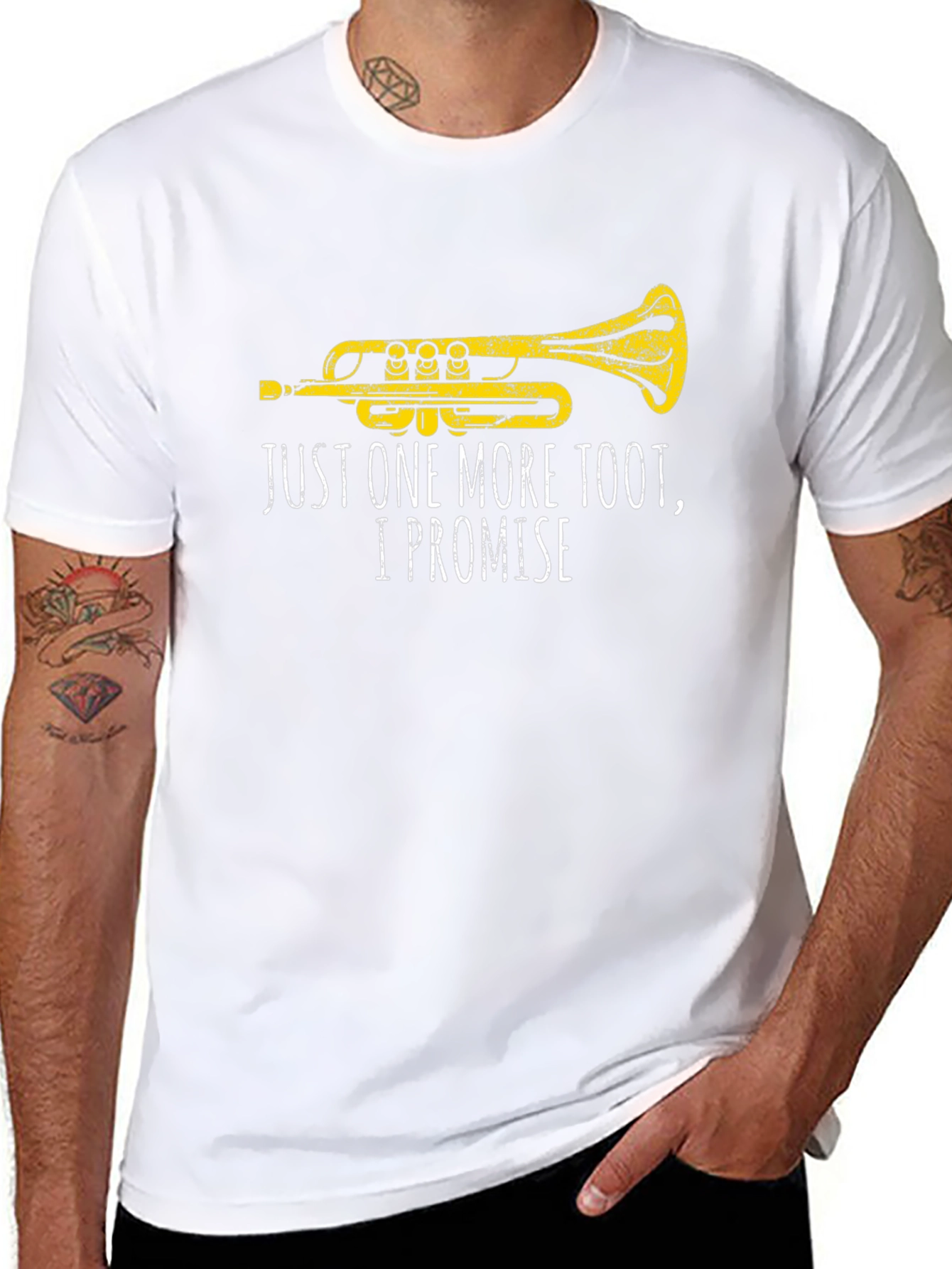 Black Just One More Toot Trumpet Graphic Tee view 8