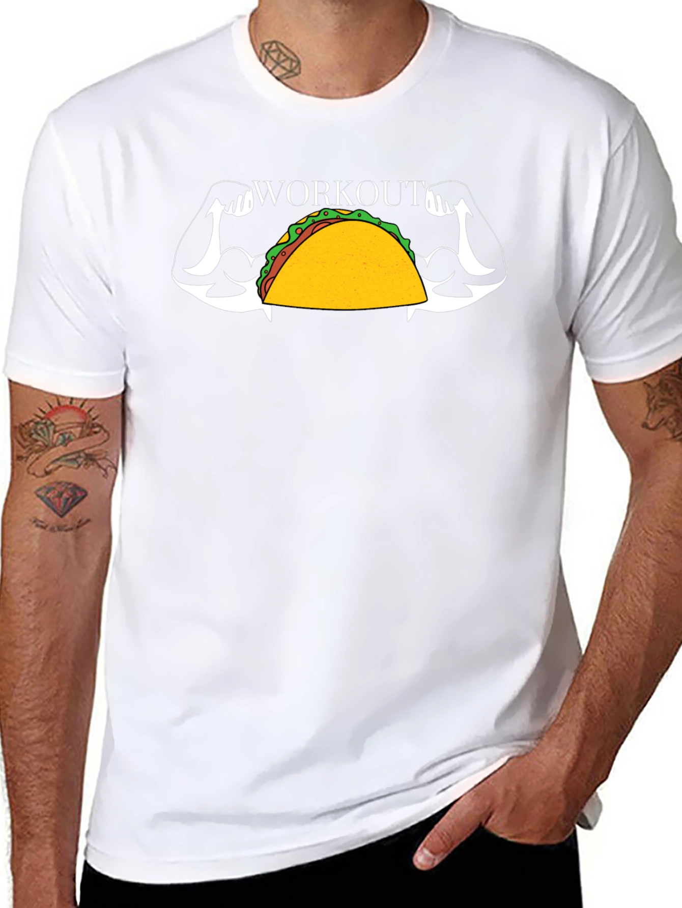 Black Taco Workout Graphic Tee Funny Gym Shirt view 8