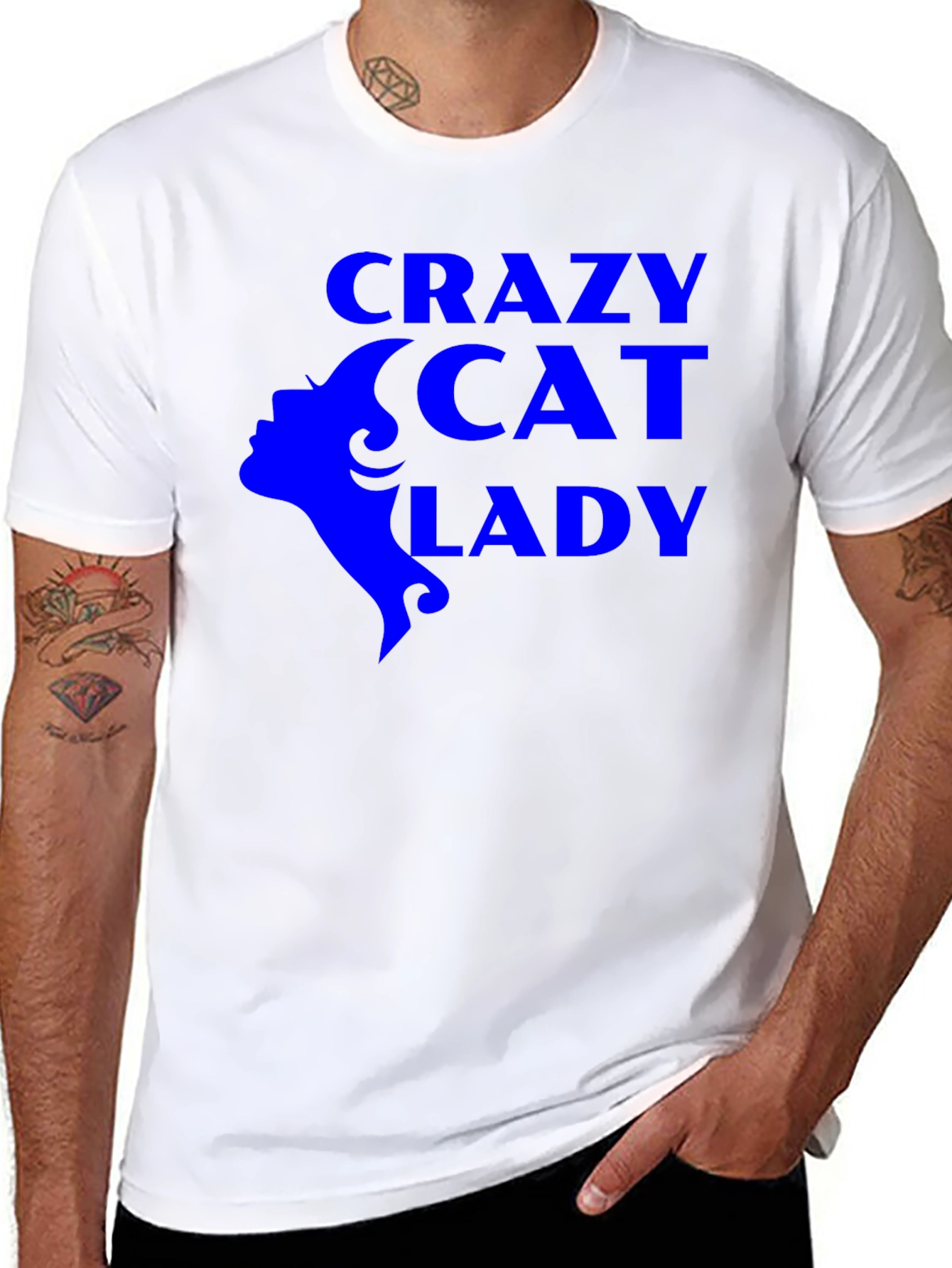 Black Crazy Cat Lady Graphic Tee - Black Unisex T-Shirt view 8