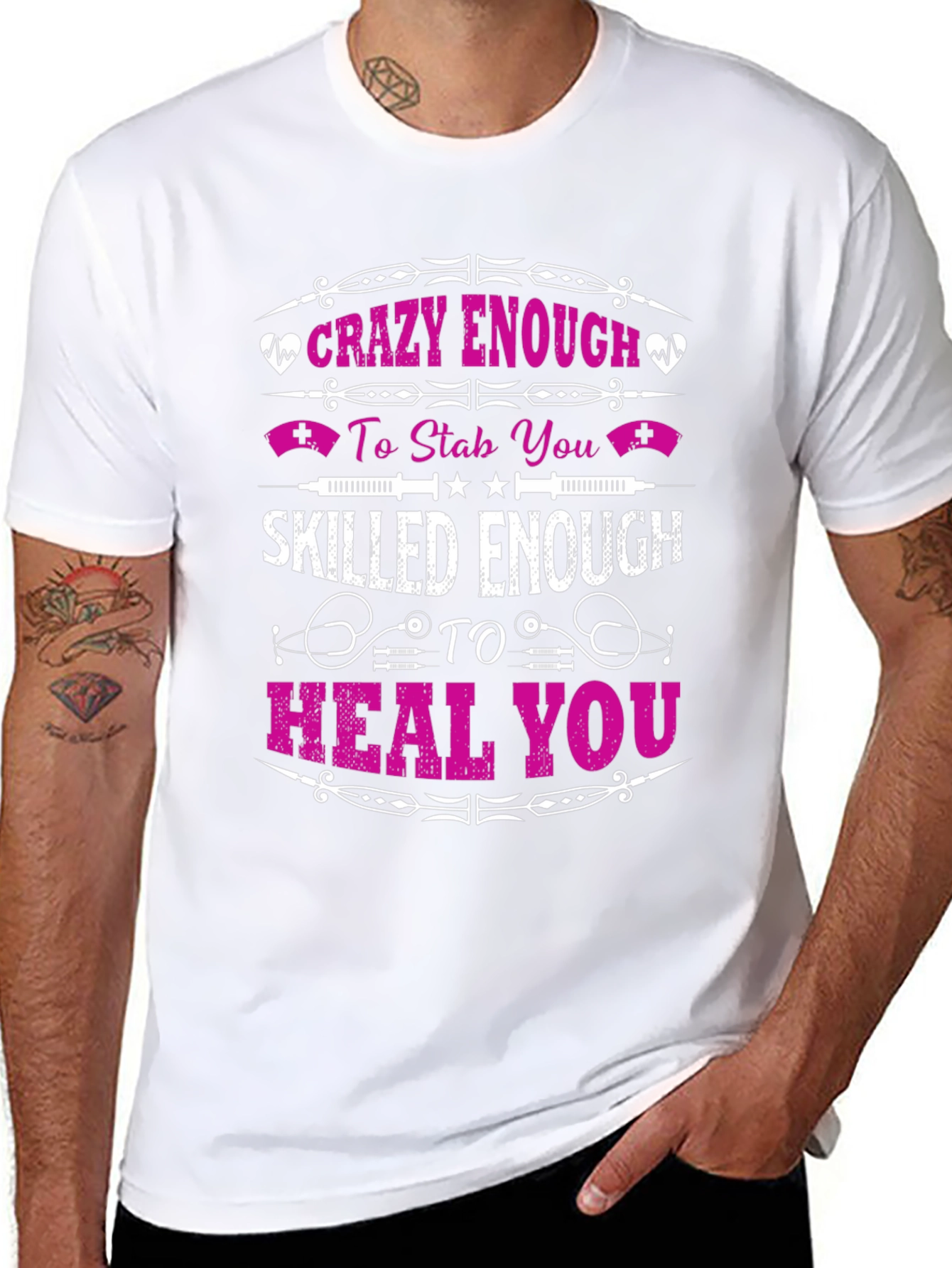 Black Crazy Enough to Stab Nurse T-Shirt view 8