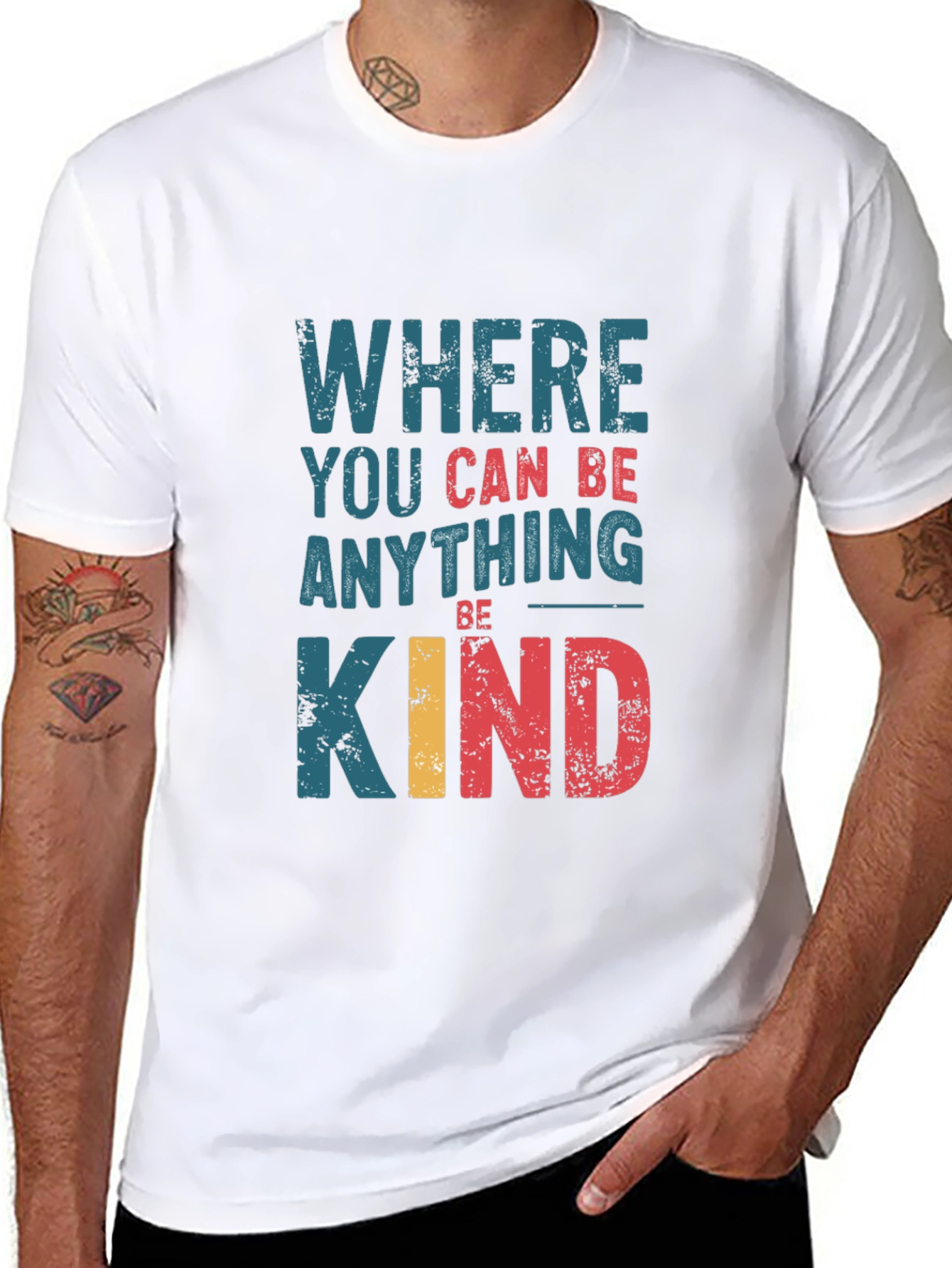 Black Where You Can Be Anything, Be Kind Graphic Tee view 8