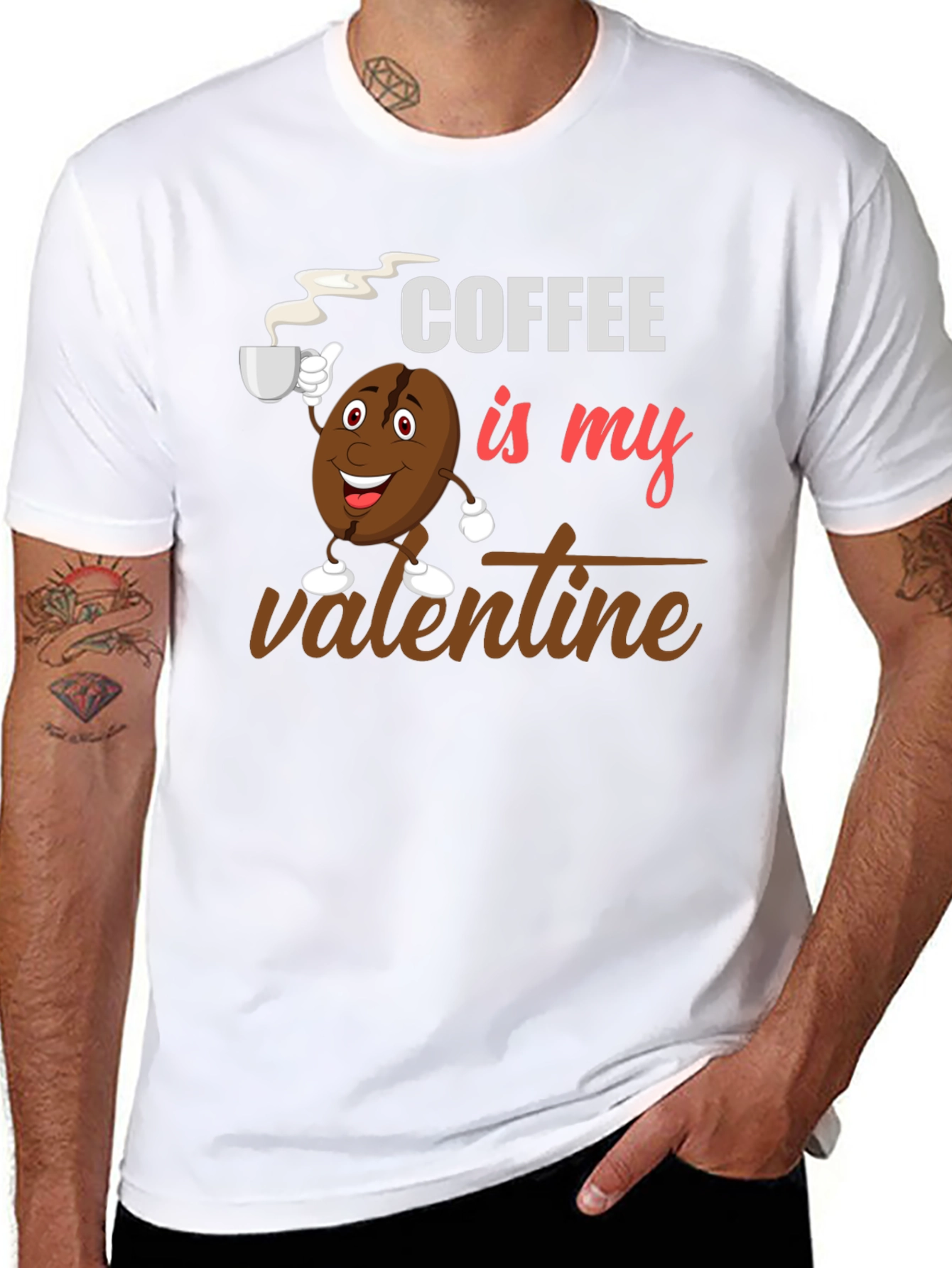 Black Coffee Is My Valentine Black Graphic T-Shirt view 8