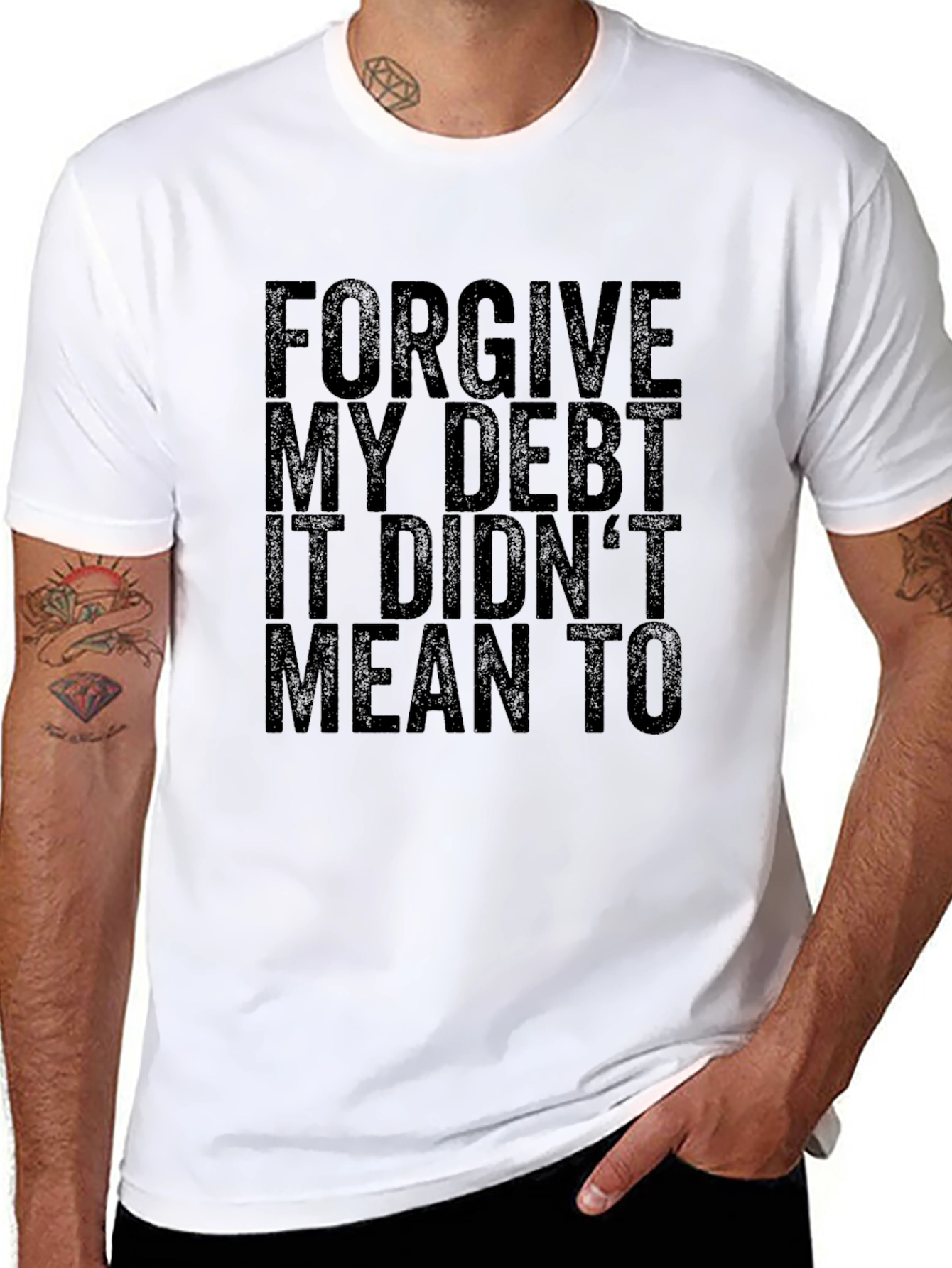 Black Forgive My Debt Funny Black T-Shirt view 8