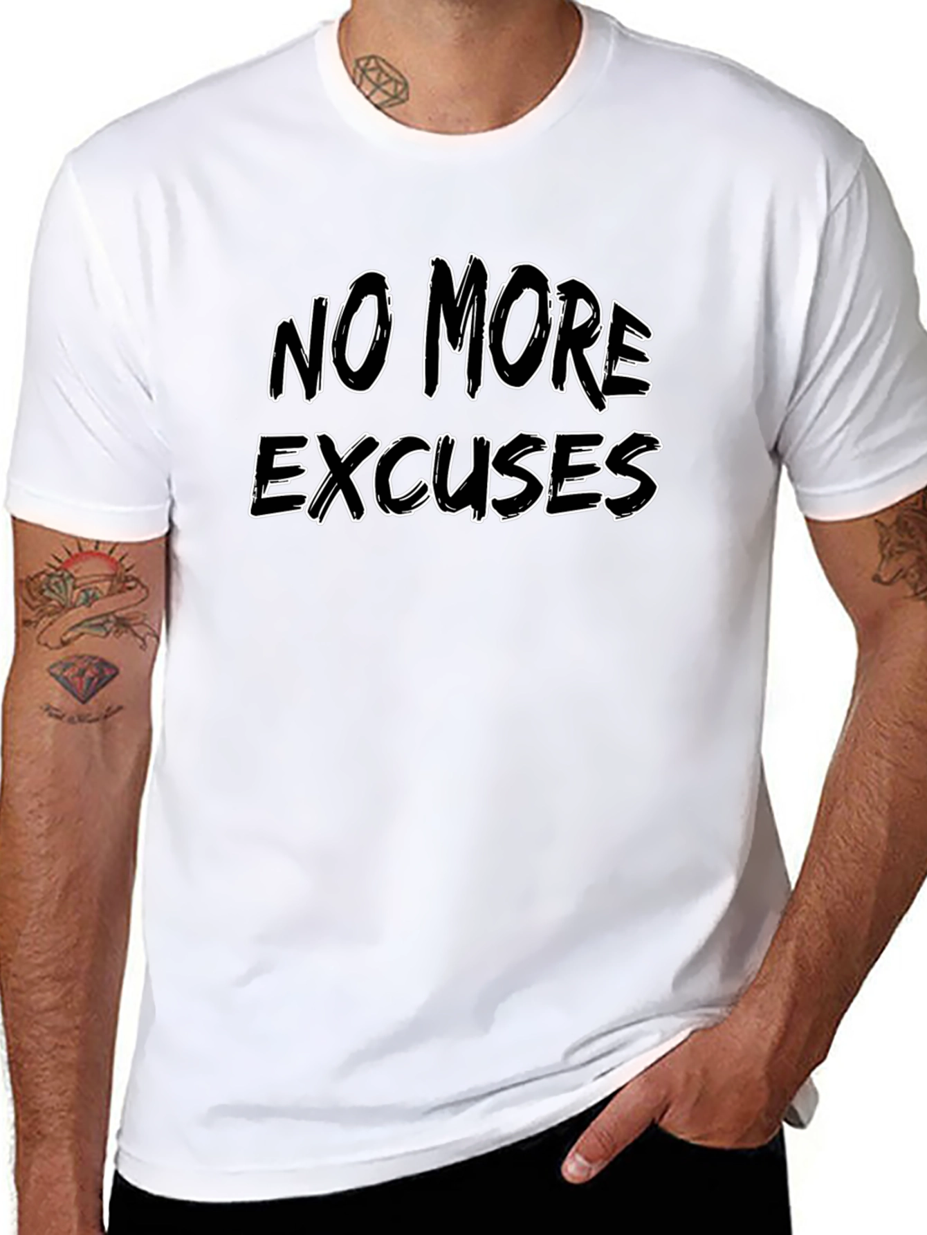 Black No More Excuses Graphic T-Shirt - Motivational Workout Tee view 8