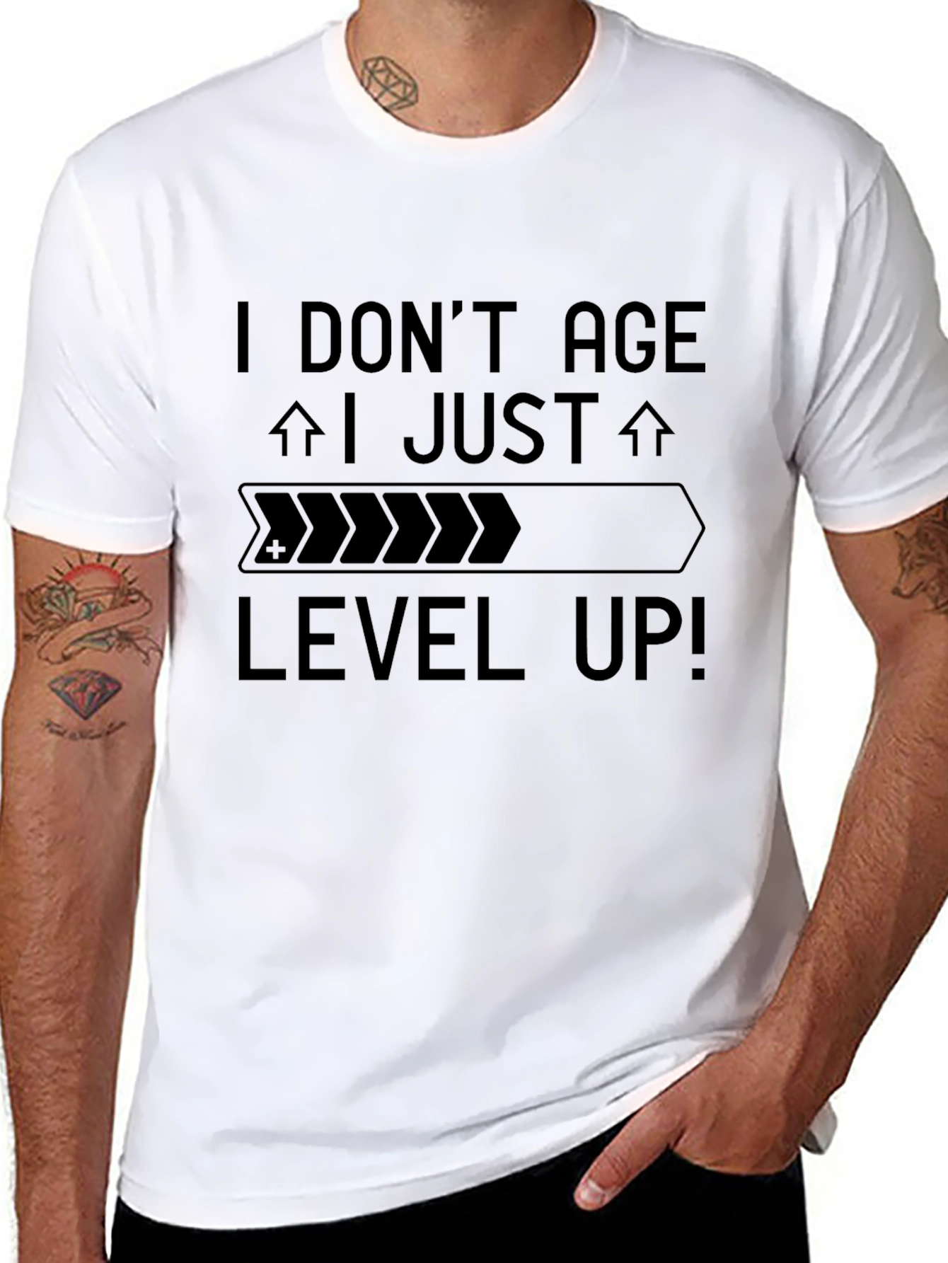 Black I Don't Age, I Level Up! Black Graphic Tee view 8