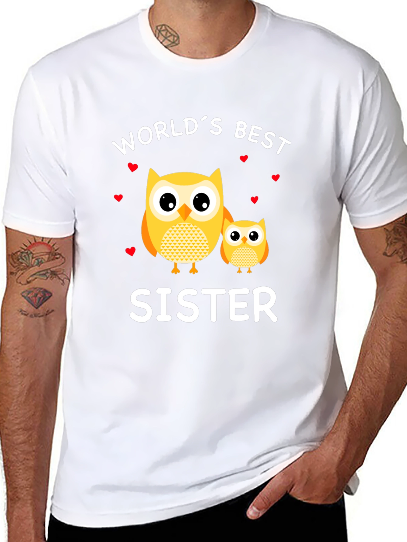 Black World's Best Sister Owl T-Shirt - Cute Sister Gift view 8