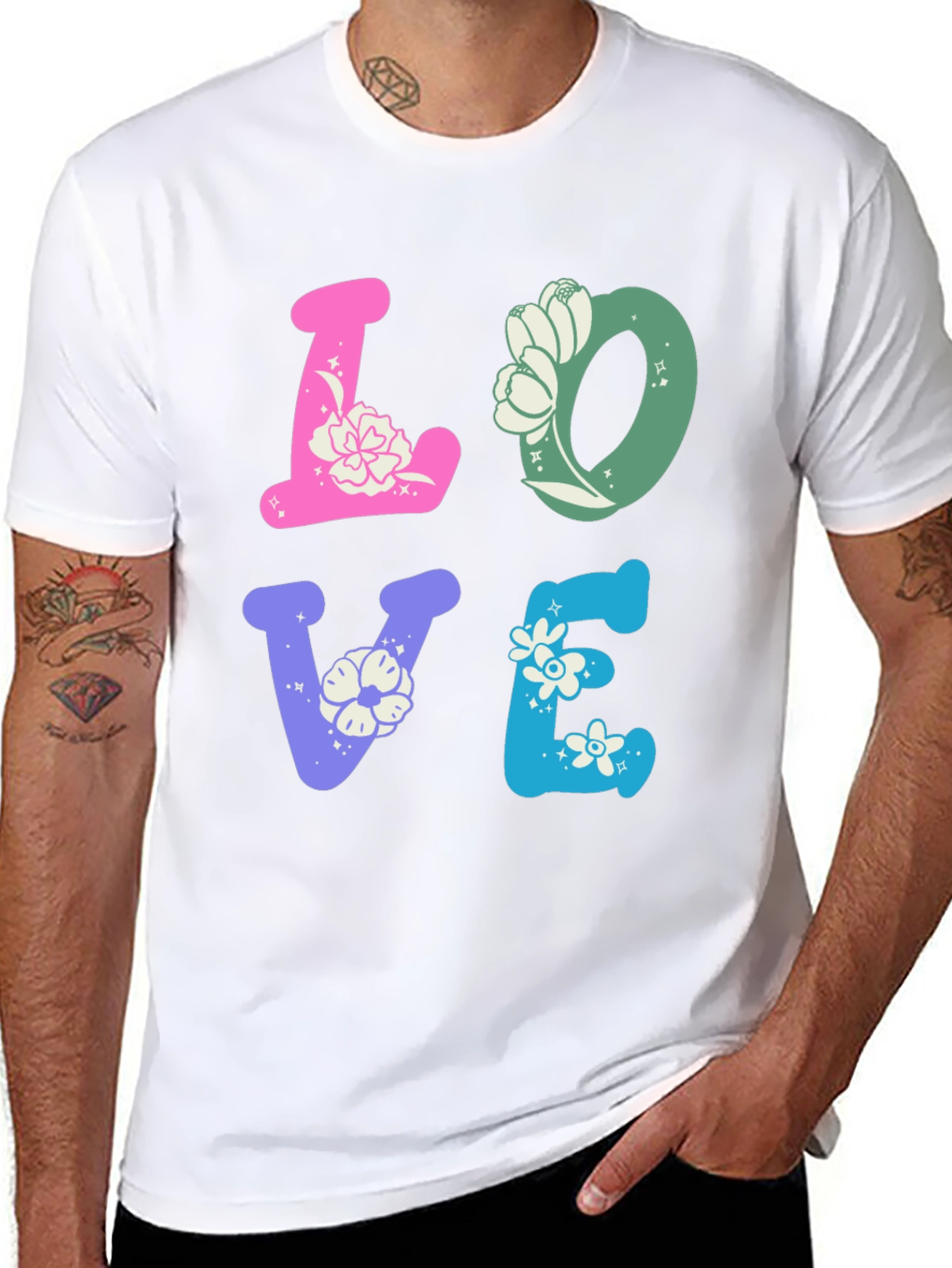 Black Floral LOVE Graphic Tee - Trendy Casual Shirt view 8