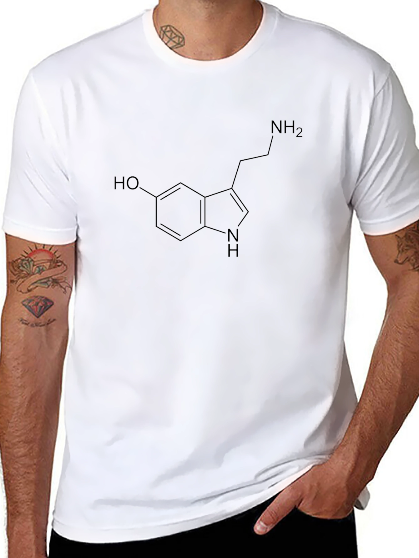 Black Serotonin Molecule T-Shirt - Black view 8