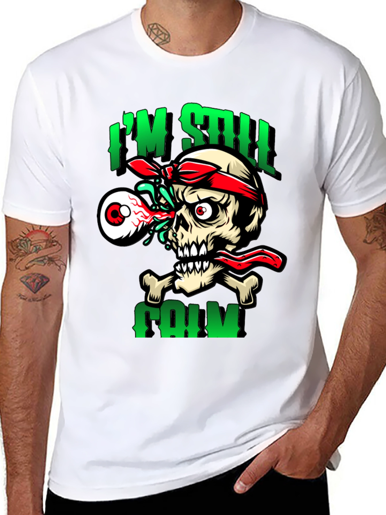 Black I'm Still Calm Skeleton Graphic T-Shirt view 8