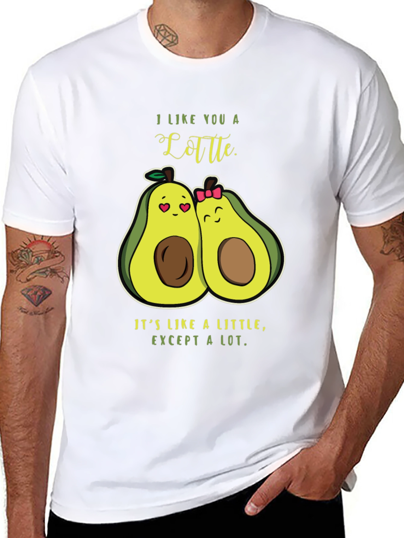 Black Avocado Love T-Shirt - "I Like You a Latte" Pun Shirt view 8