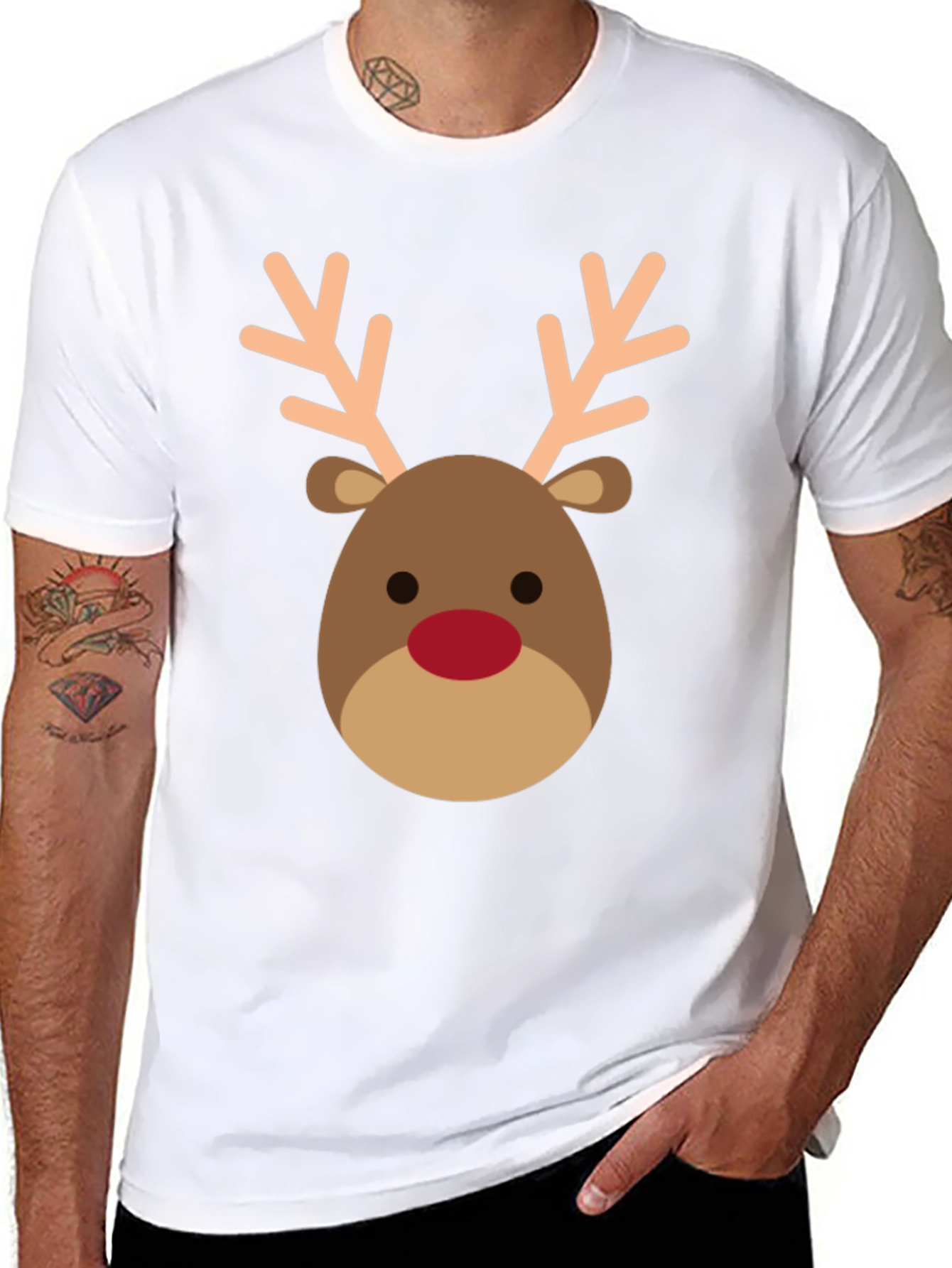 Black Reindeer Graphic Tee - Holiday Festive Shirt view 8
