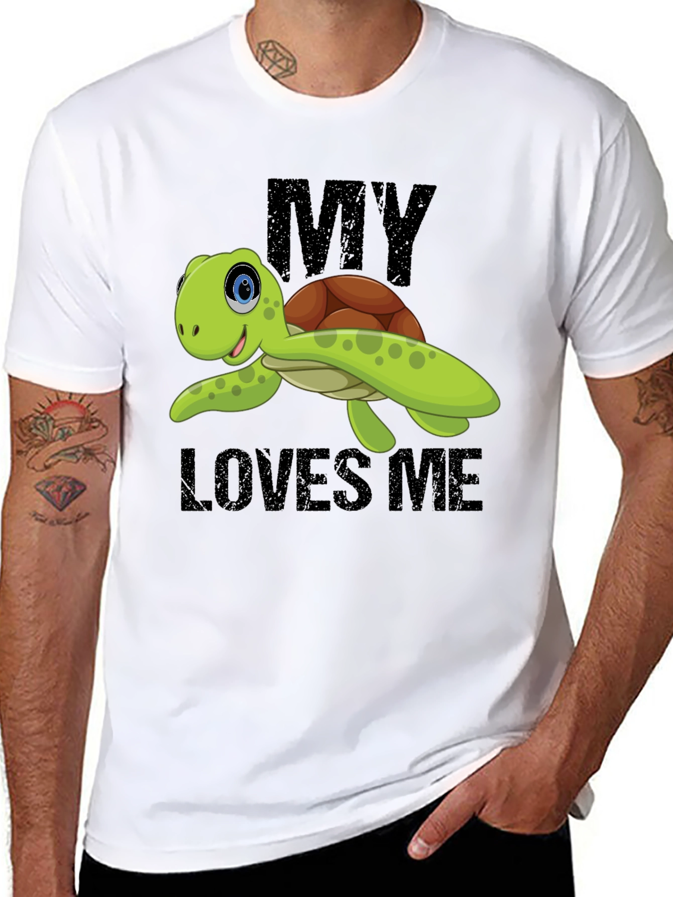 Black My Turtle Loves Me Graphic T-Shirt view 8