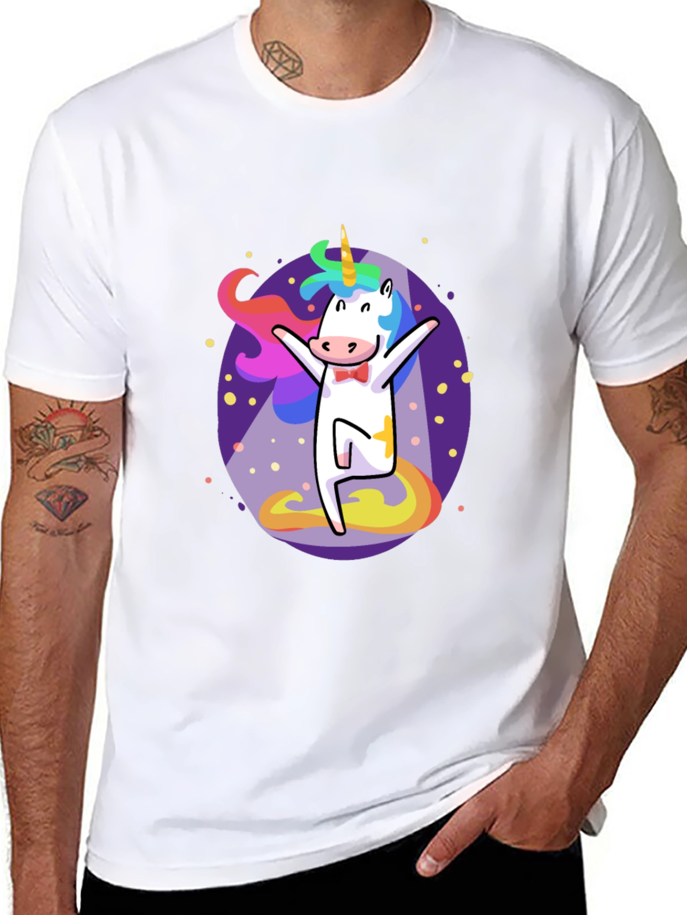 Black Funny Unicorn Graphic Tee - Men's Black T-Shirt view 8