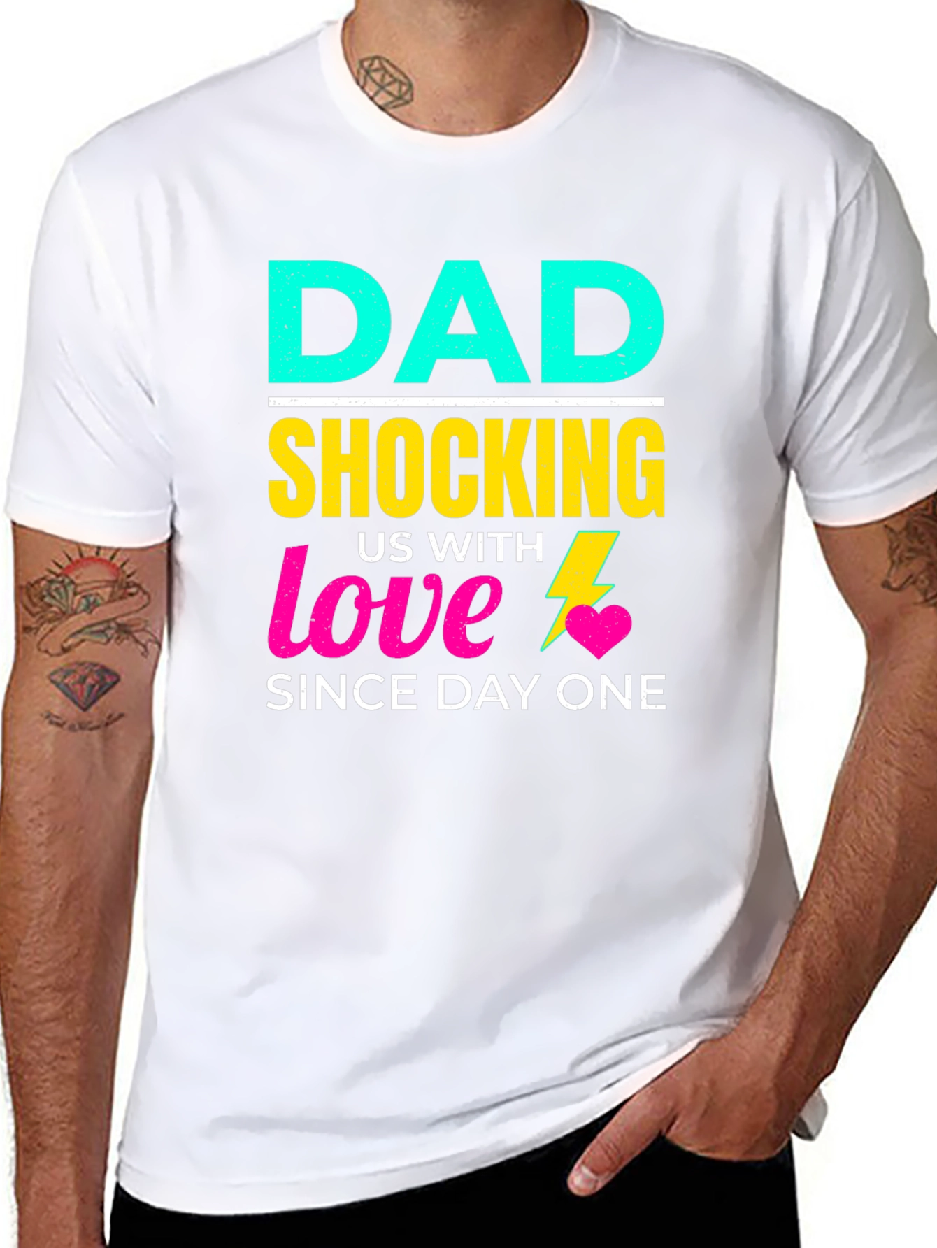 Black Funny Dad Shocking Love T-Shirt view 8