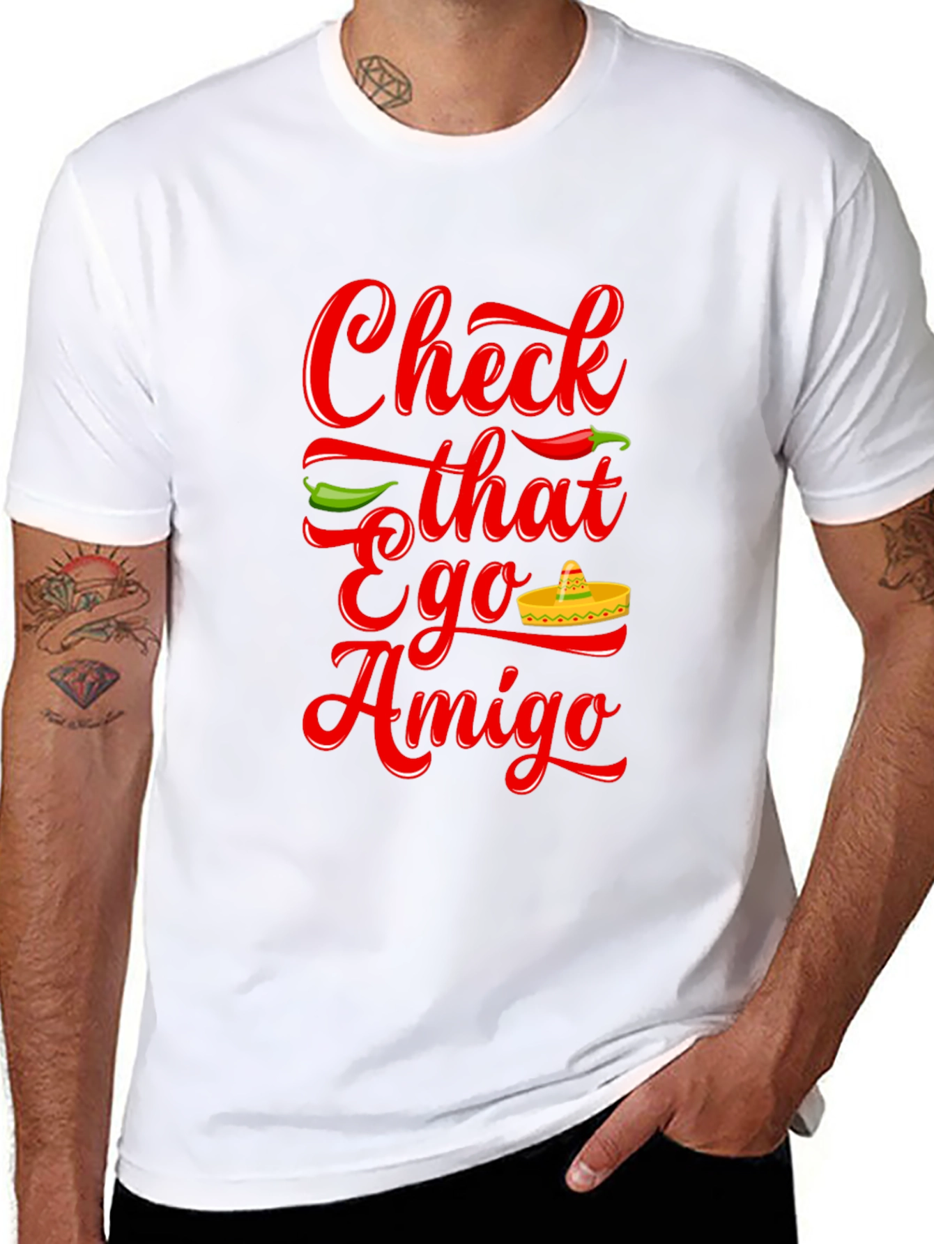 Black Check That Ego Amigo Novelty T-Shirt view 8