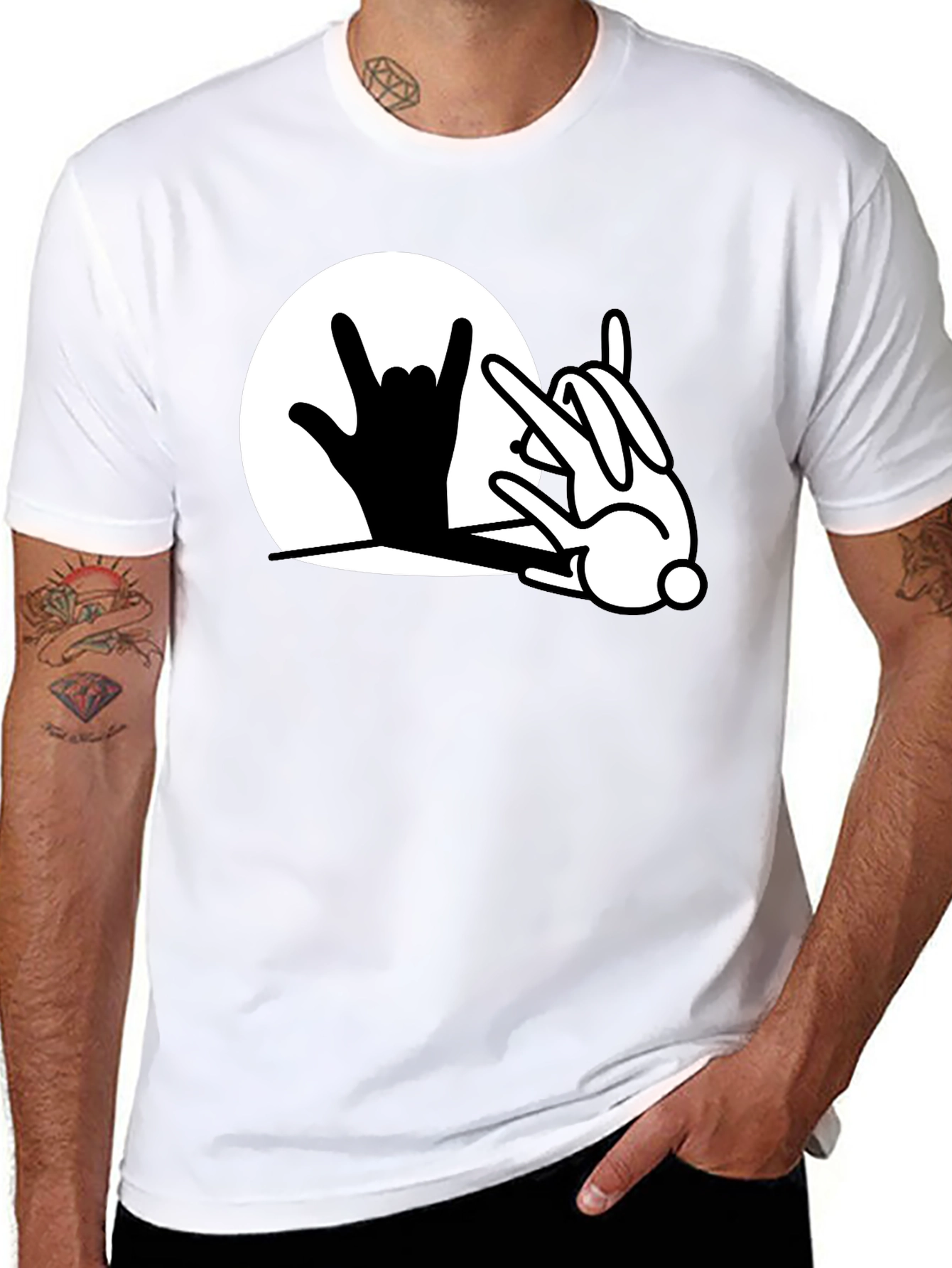 Black Rock On Bunny T-Shirt - Black Cotton Blend view 8