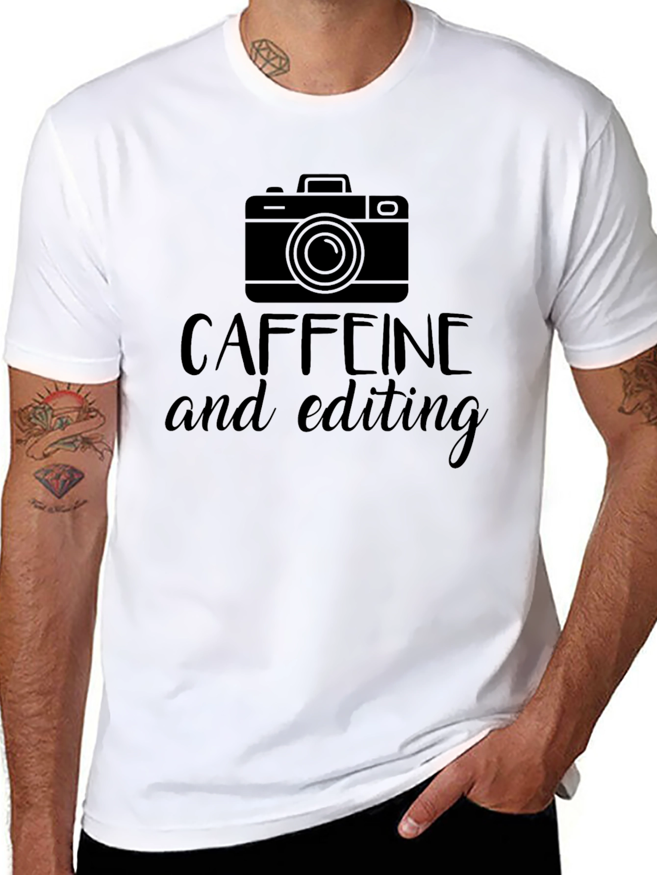 Caffeine and Editing Graphic Tee - Black - 8