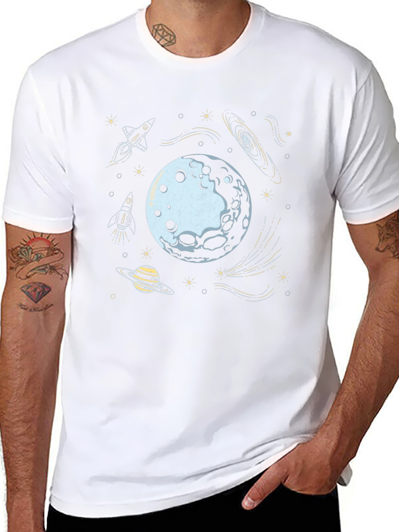 Black Space Explorer Graphic Tee - Black Cotton Blend view 8