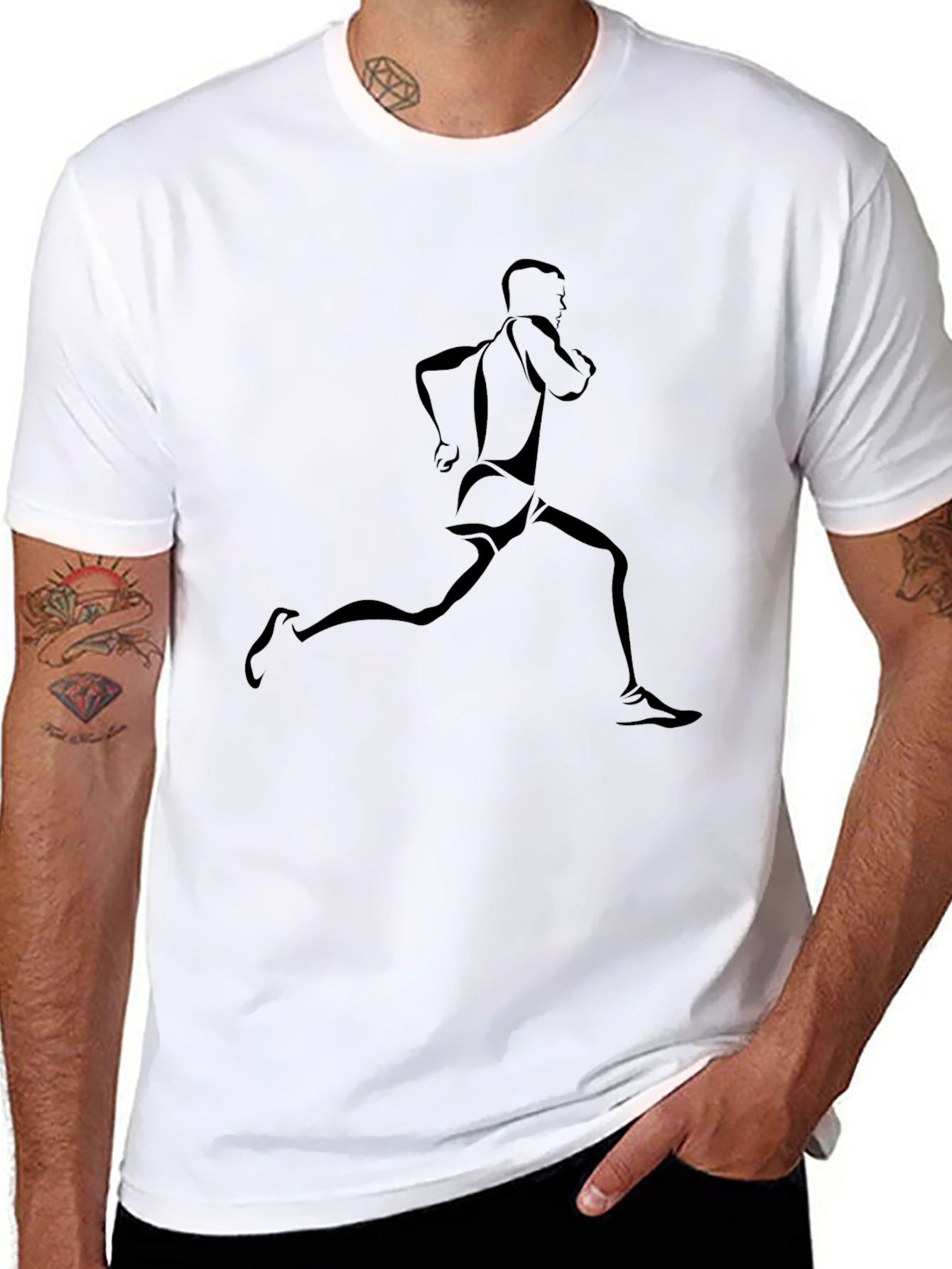 Black Men's Black Runner Graphic Tee view 8