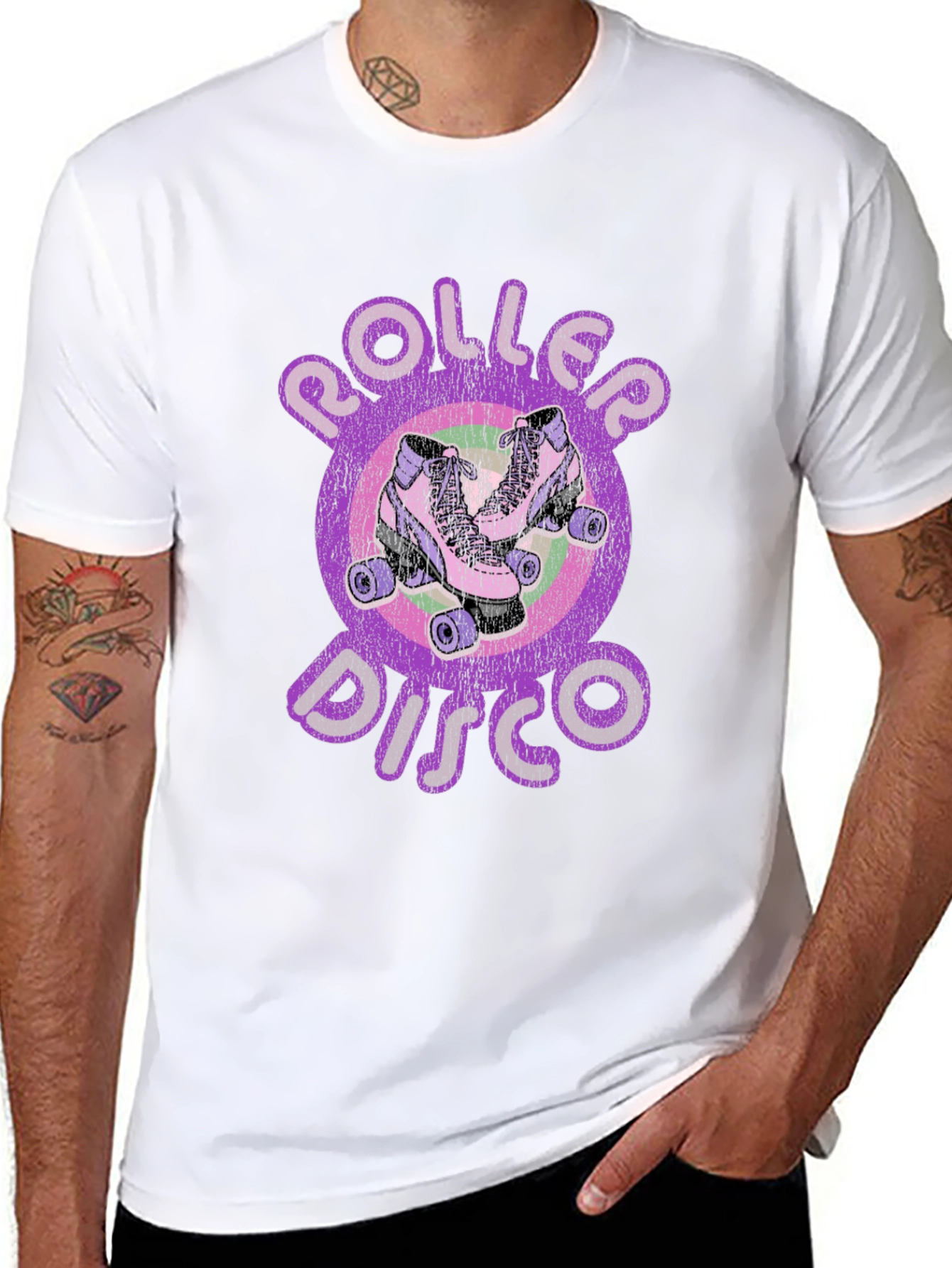 Black Retro Roller Disco T-Shirt - Vintage Skate Style view 8