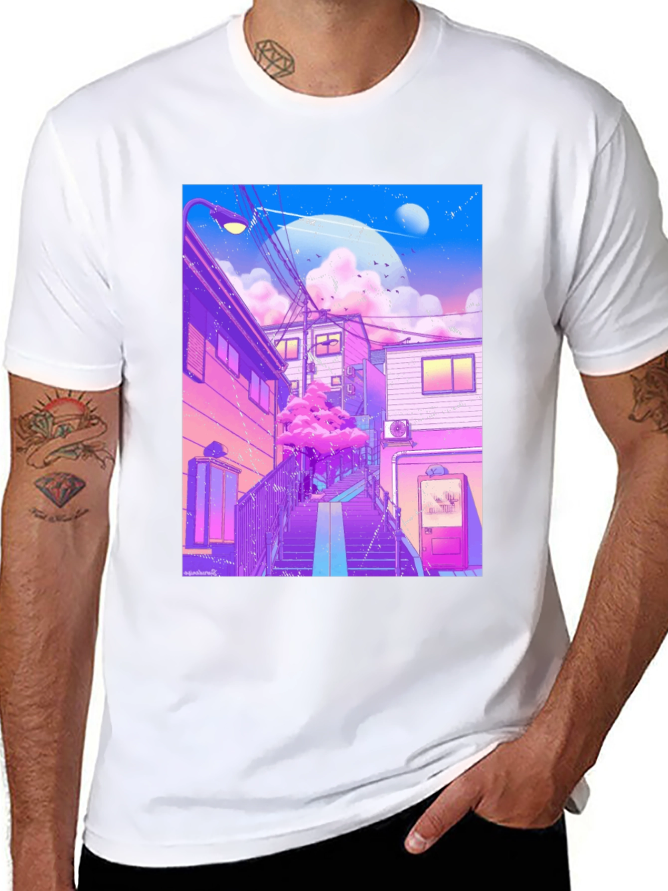 Black Anime Vaporwave Graphic Tee - Urban Aesthetic T-Shirt view 8