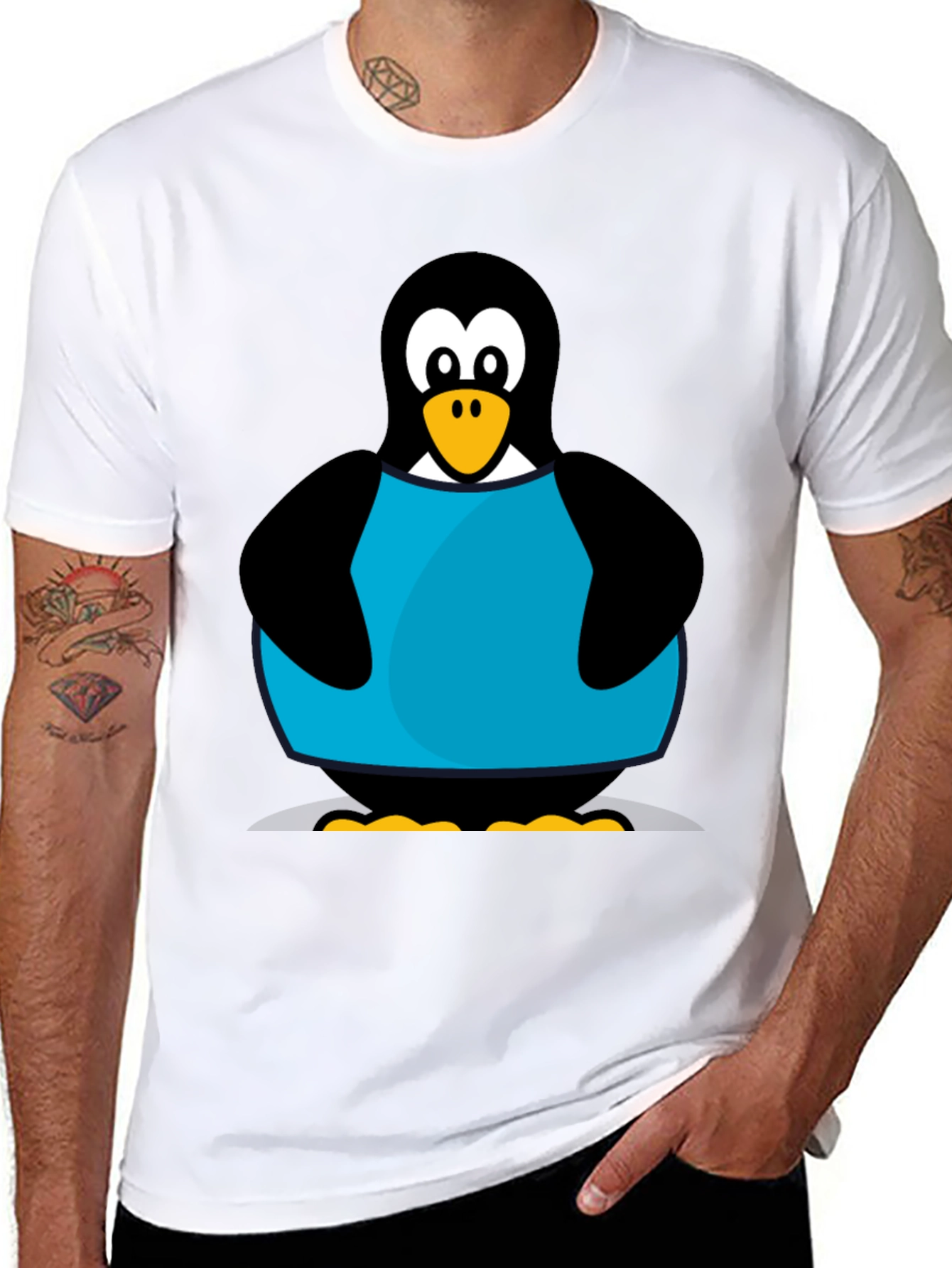 Black Penguin Graphic T-Shirt - Black Cotton Tee view 8