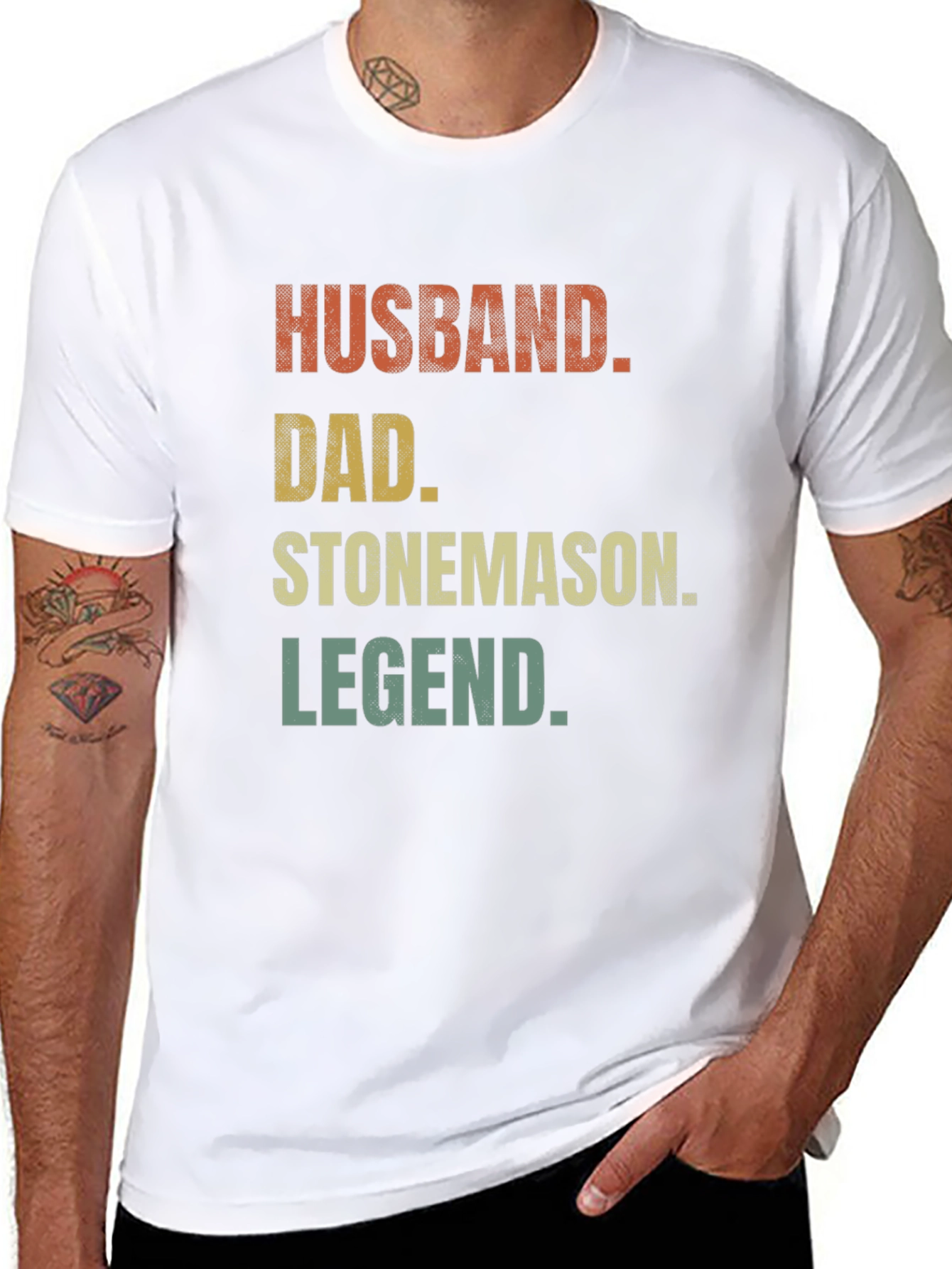 Black Husband Dad Stonemason Legend Black T-Shirt view 8