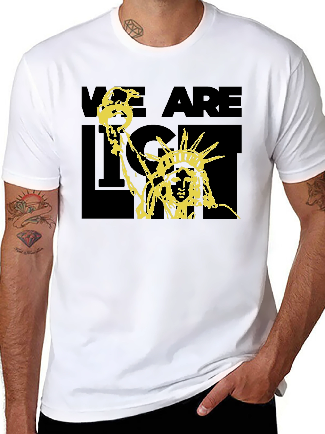 Black Statue of Liberty Graphic Print T-Shirt - Black view 8