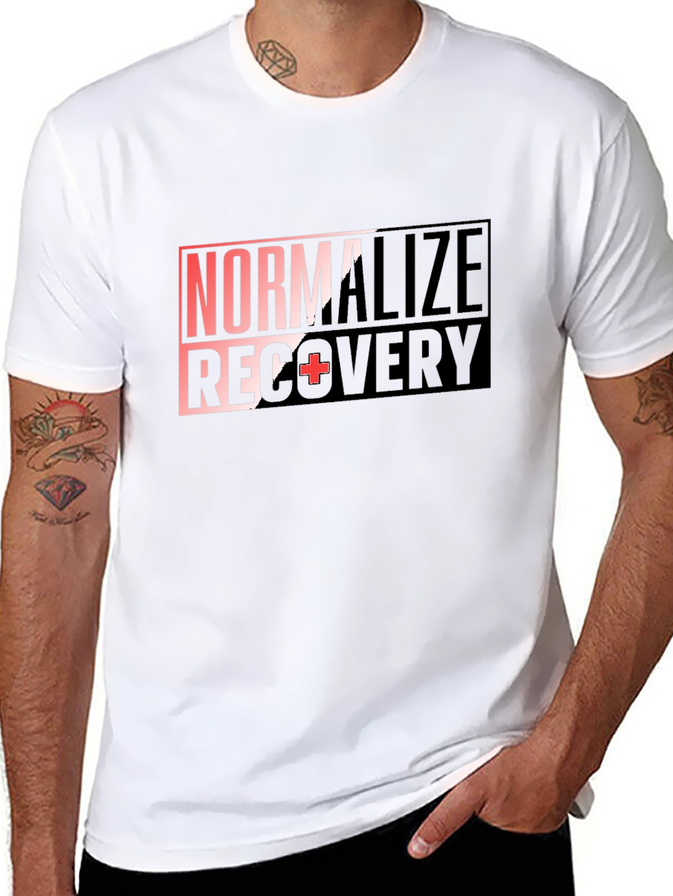 Black Normalize Recovery T-Shirt - Graphic Print Black Tee view 8