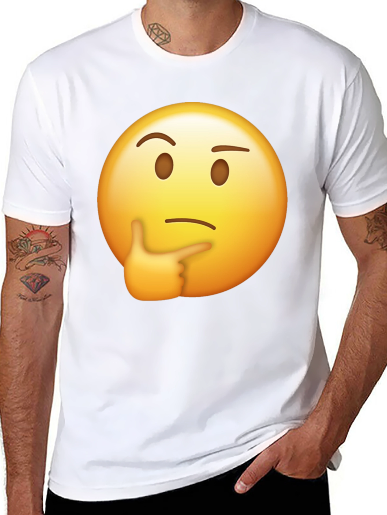 Black Thinking Emoji Graphic T-Shirt view 8