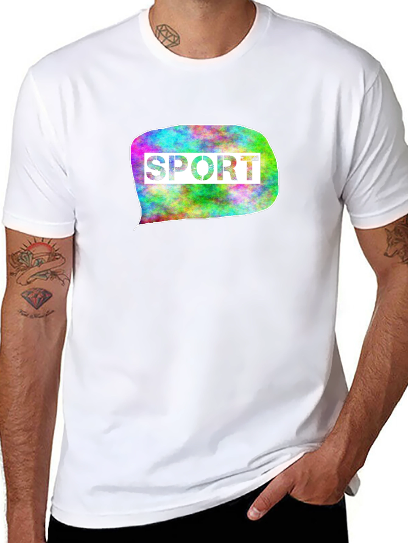 Men's Black T-Shirt with Sport Graphic - 8