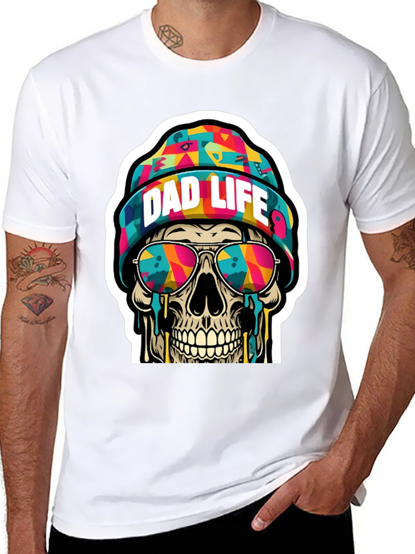 Dad Life Skull Graphic Tee - Cool Father's Day Shirt - 8