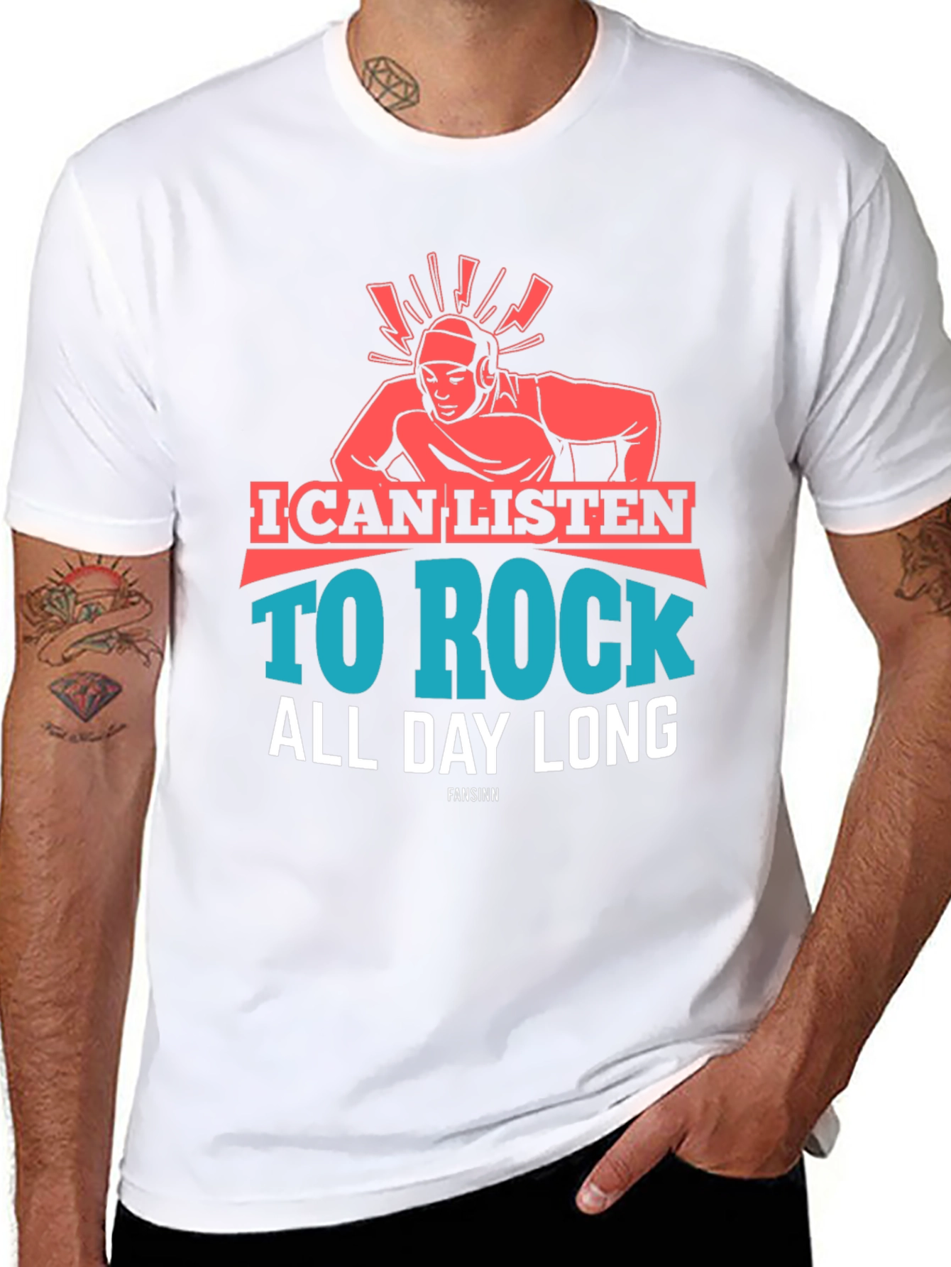 Black Rock Music Lover T-Shirt - I Can Listen All Day Long view 8