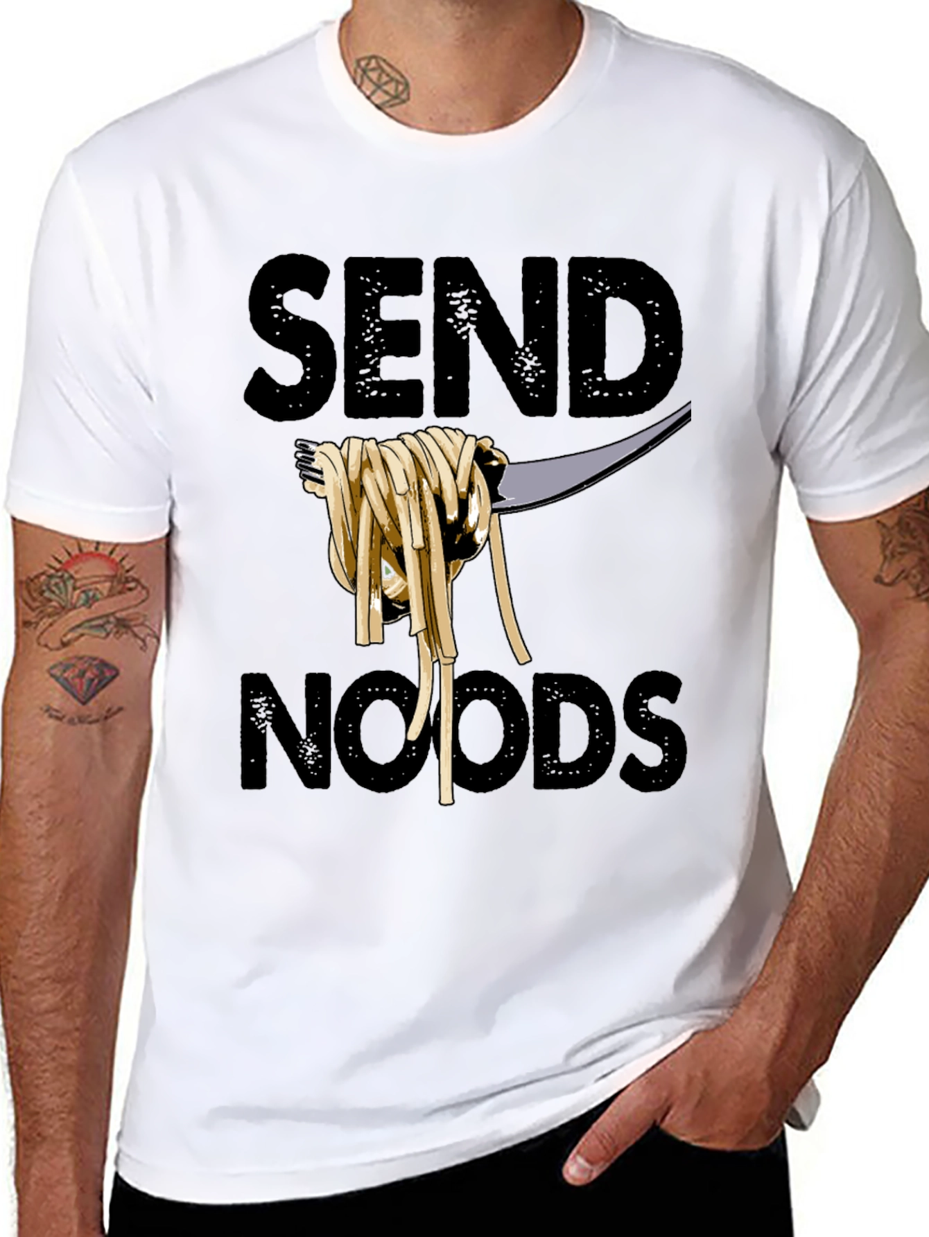 Black Send Noods Graphic Tee - Funny Pasta T-Shirt view 8