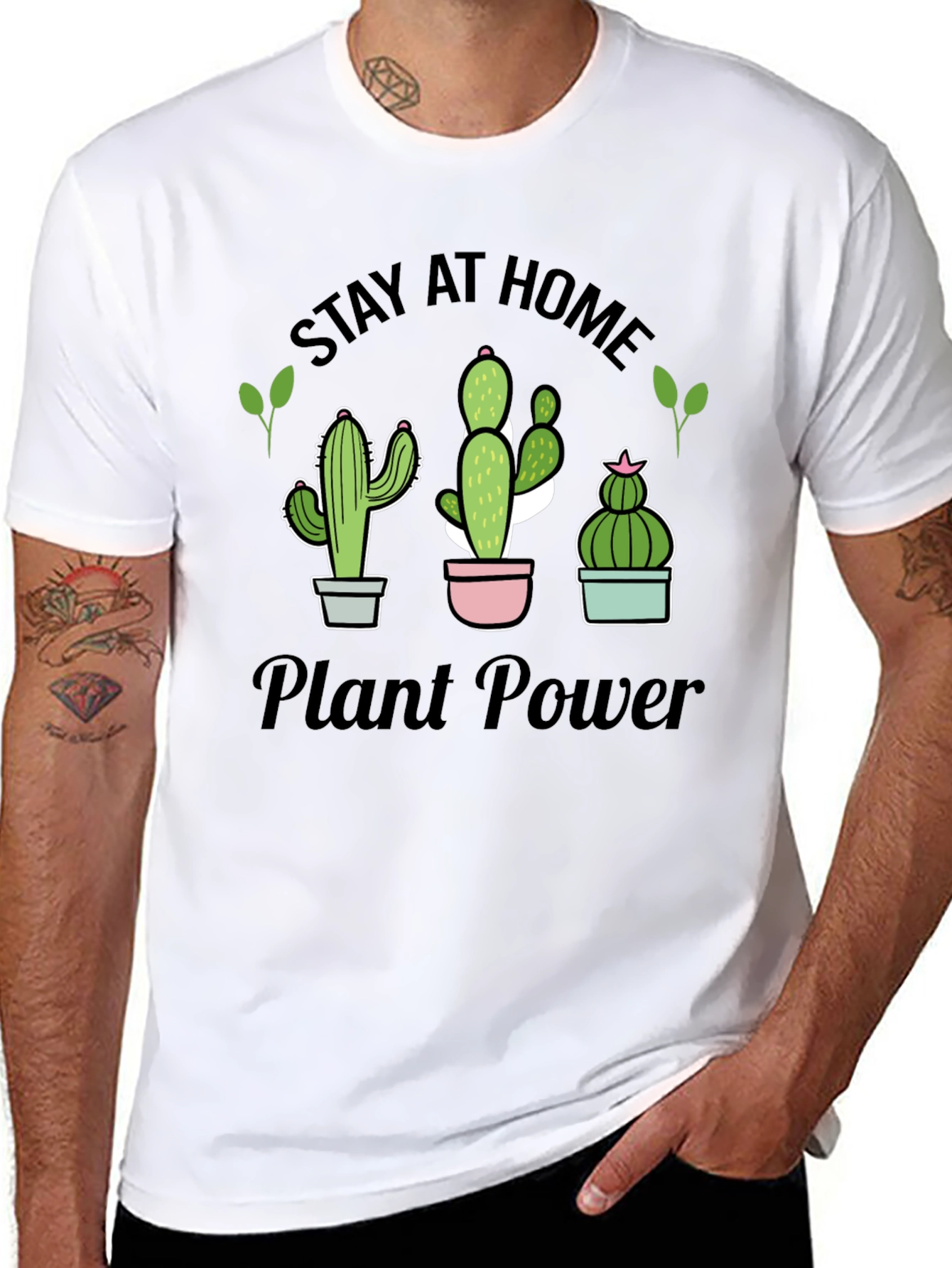 Stay At Home Plant Power T-Shirt Cactus Lover Tee - 8