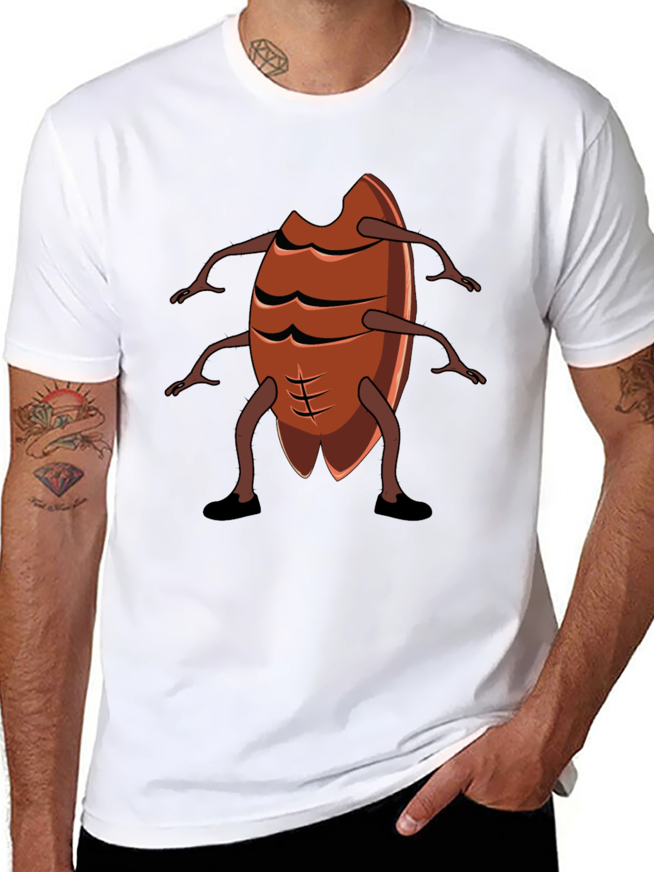 Black Cockroach Bodybuilder Graphic Tee - Funny Insect Gym Shirt view 8