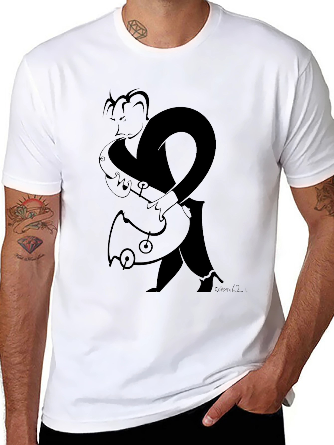 Black Saxophone Player Graphic Tee - Black view 8