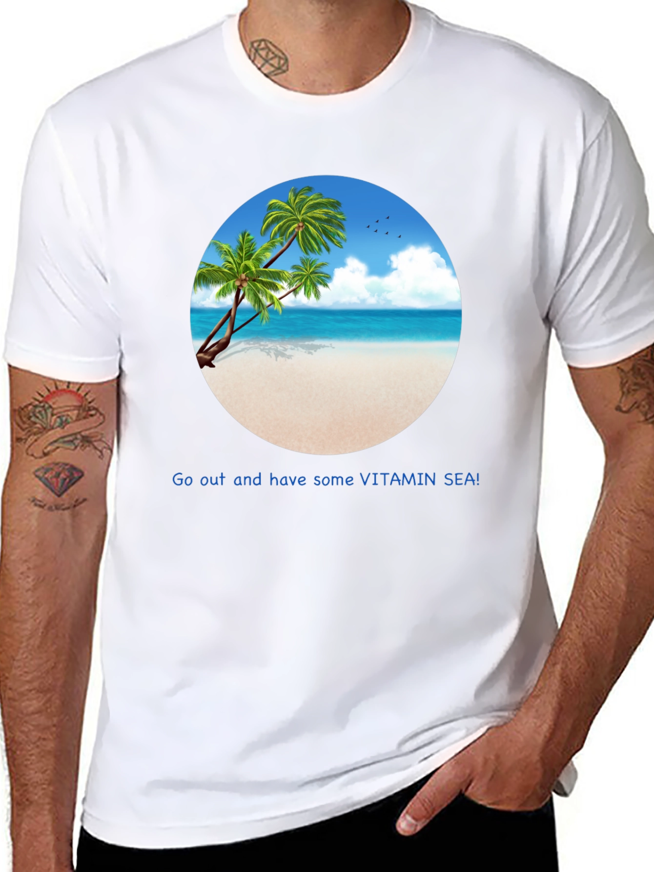Black Vitamin Sea Beach T-Shirt - Vacation Ready! view 8
