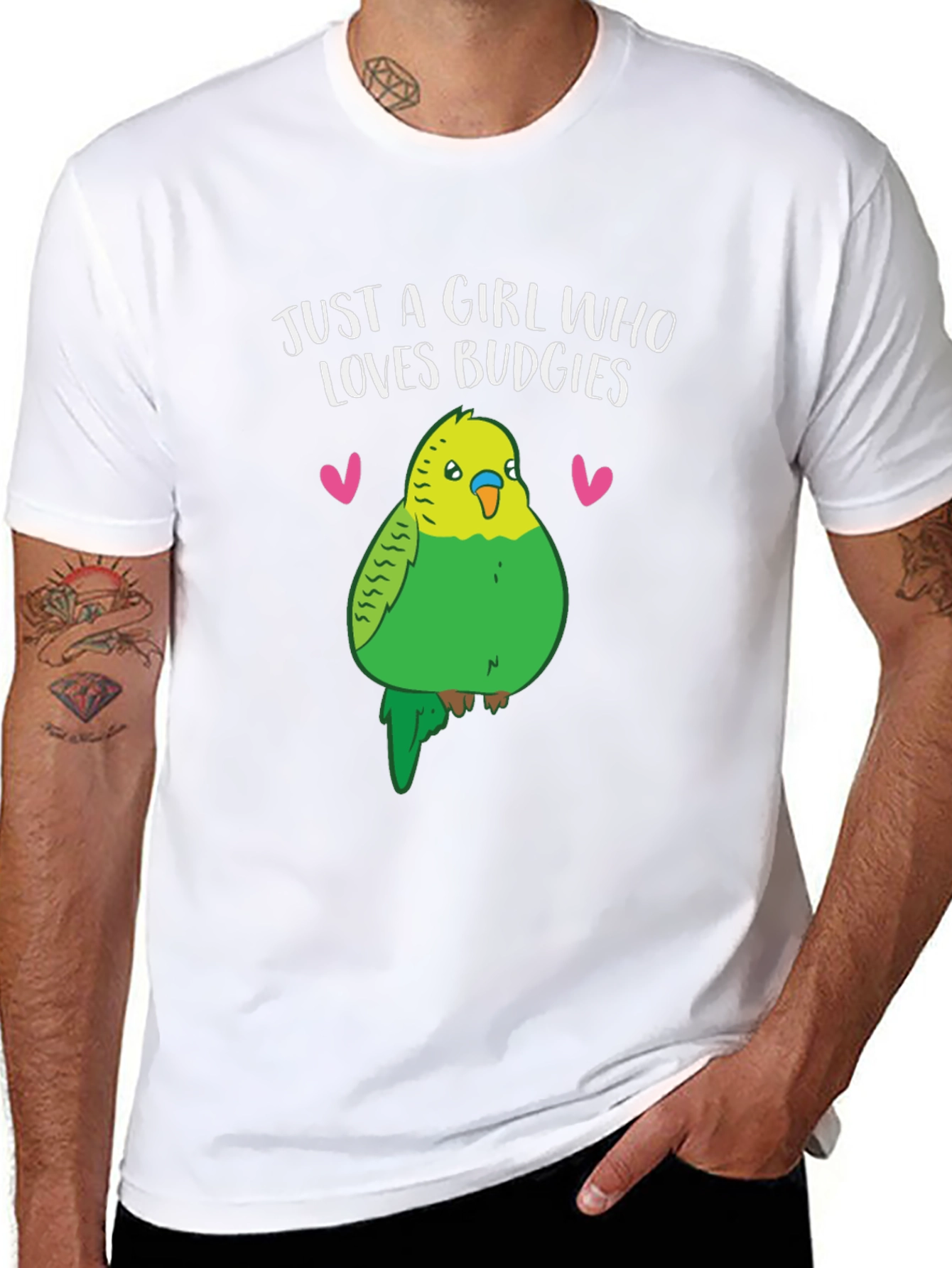 Black Just a Girl Who Loves Budgies T-Shirt - Bird Lover Tee view 8