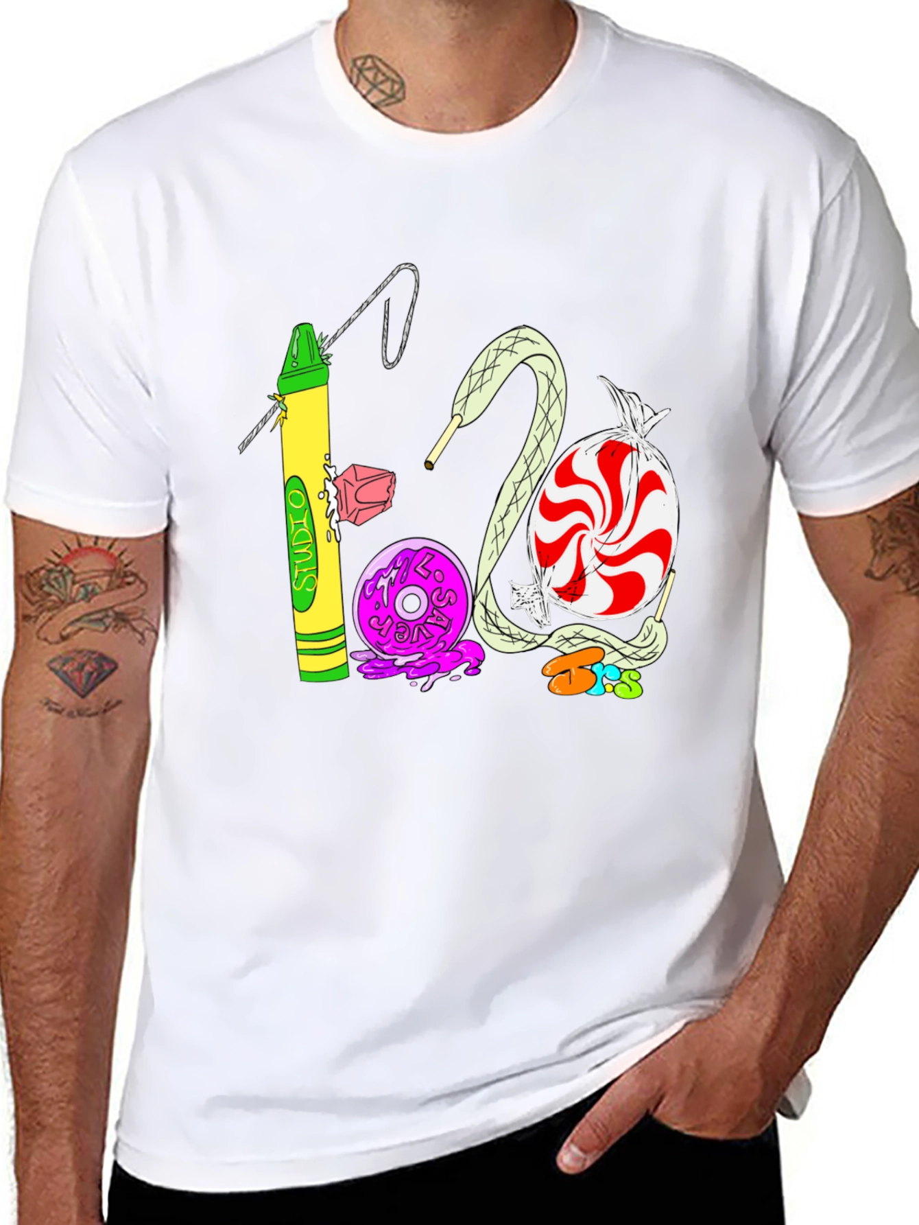 Black Studio 1200 T-Shirt | Unique Crayon & Candy Design view 8