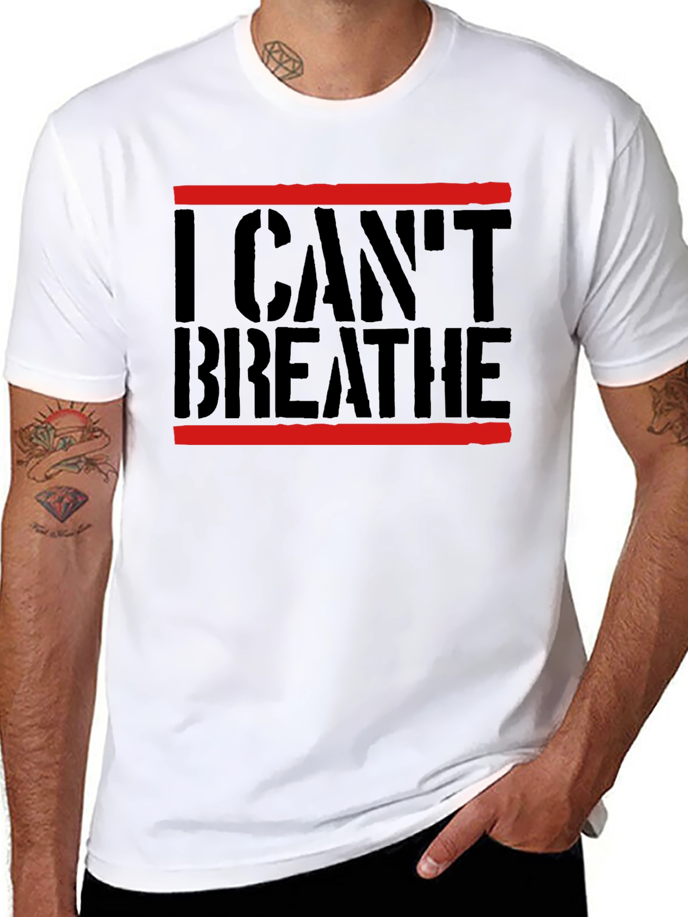 Black I Can't Breathe Graphic Tee - Black Activist Shirt view 8