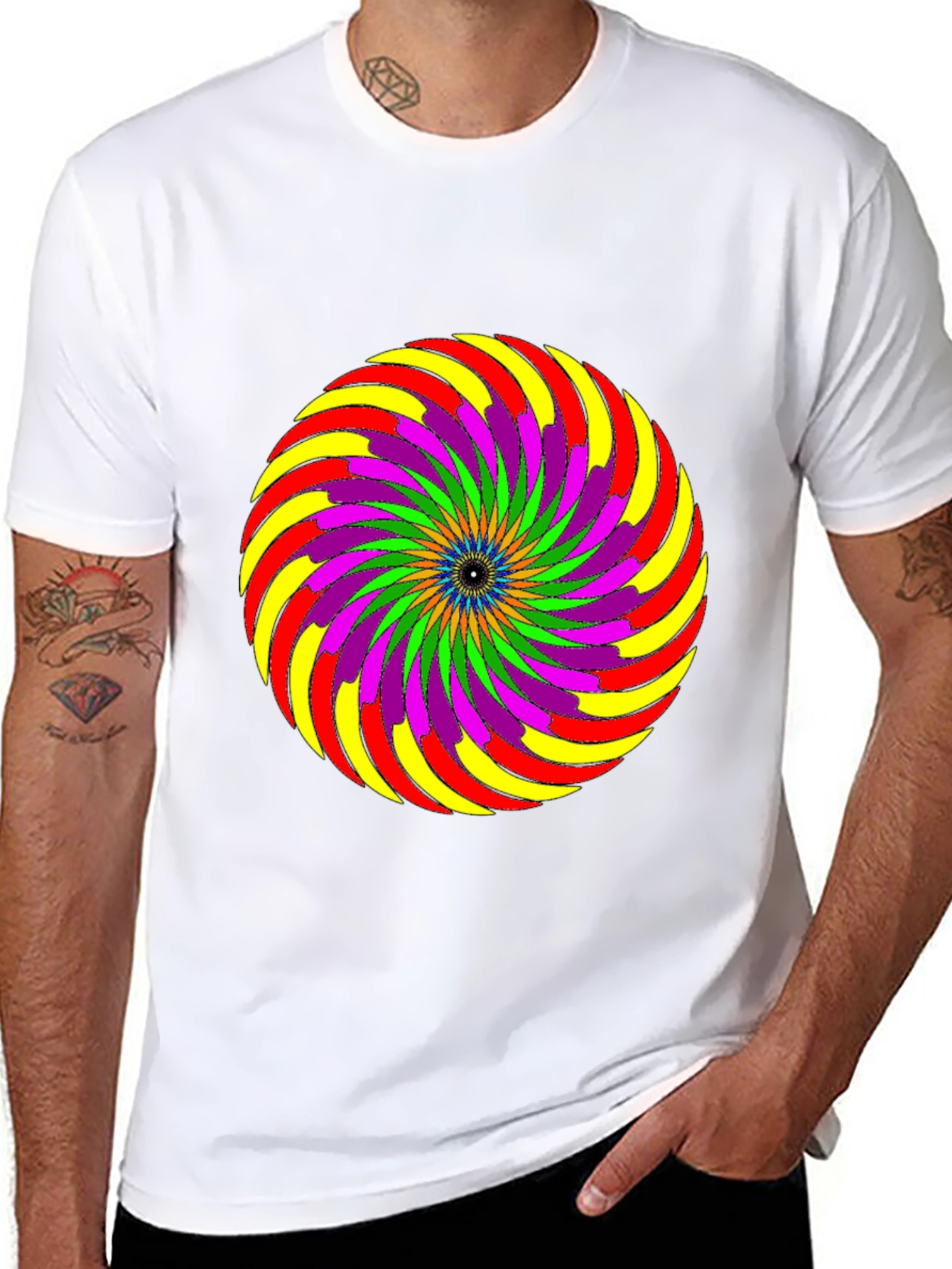 Black Psychedelic Swirl Graphic Tee - Black view 8