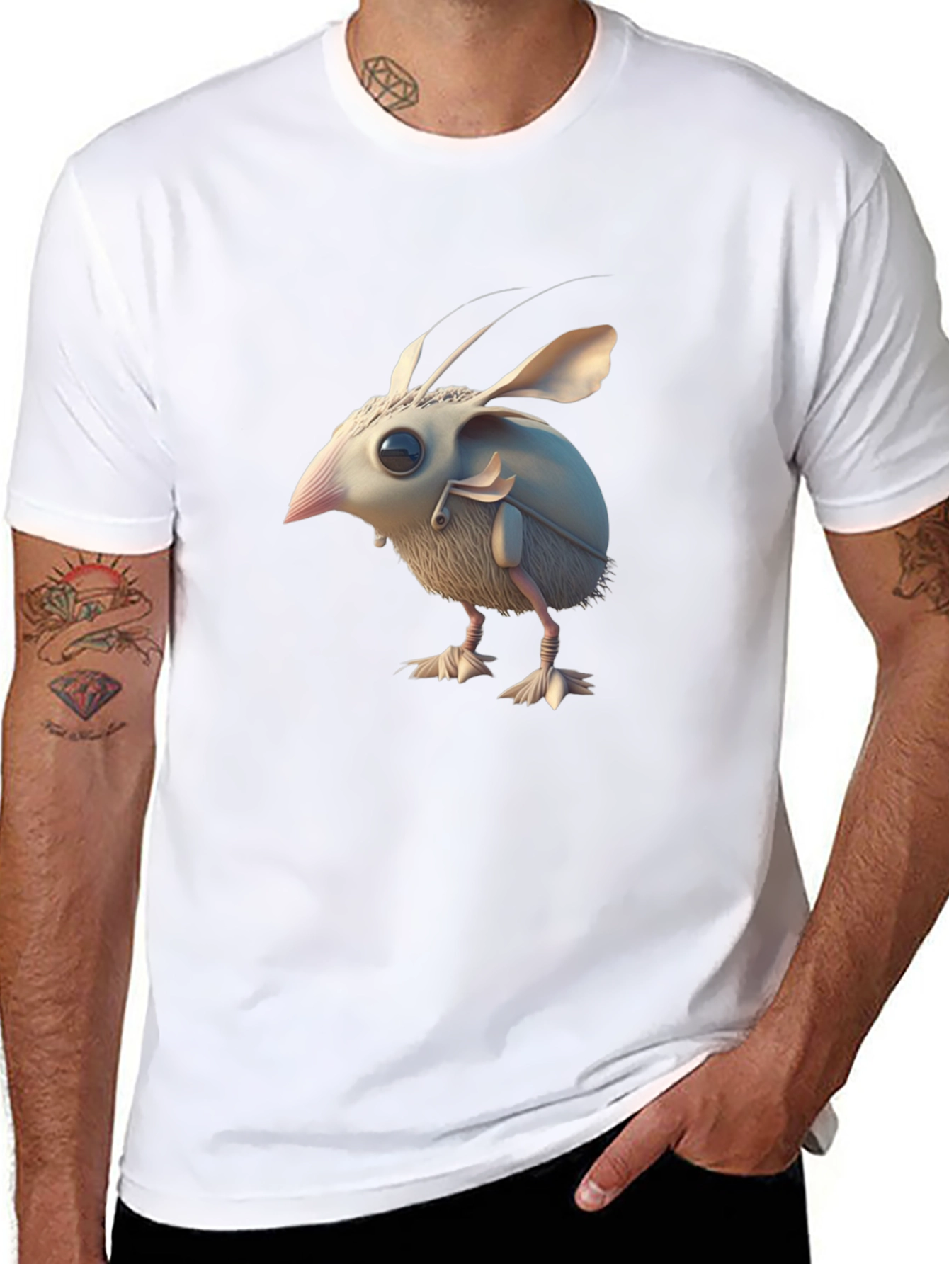 Black Novelty Creature Graphic Black T-Shirt view 8