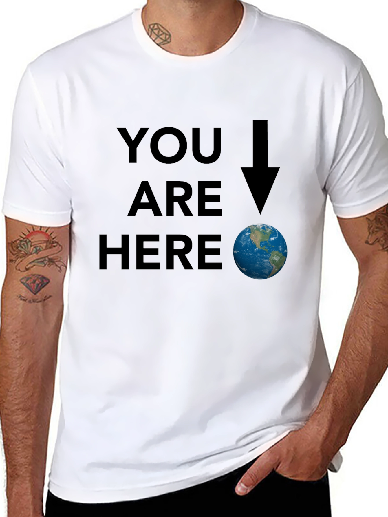 Black You Are Here Earth Graphic Tee - Black view 8