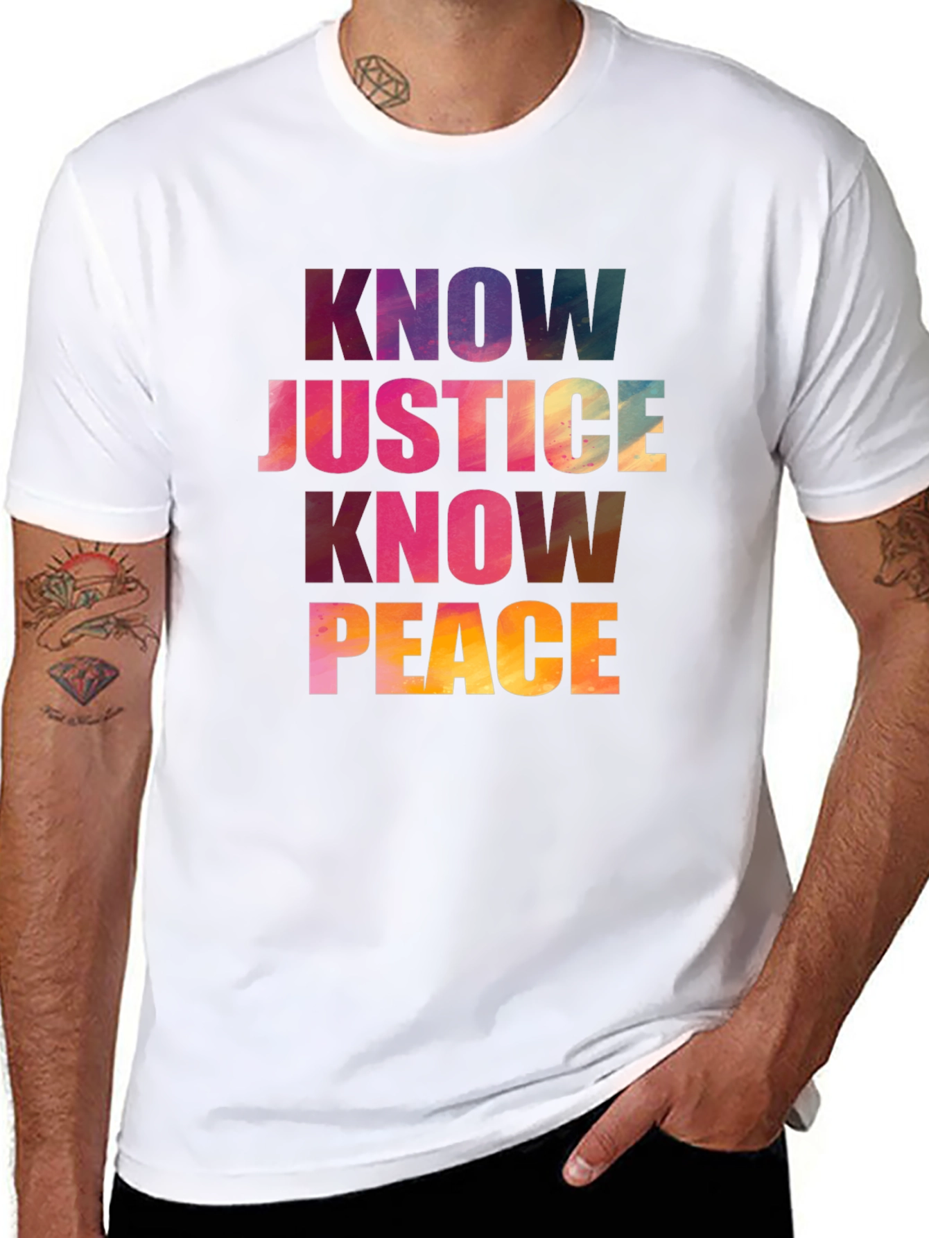 Black Know Justice Know Peace Graphic T-Shirt view 8