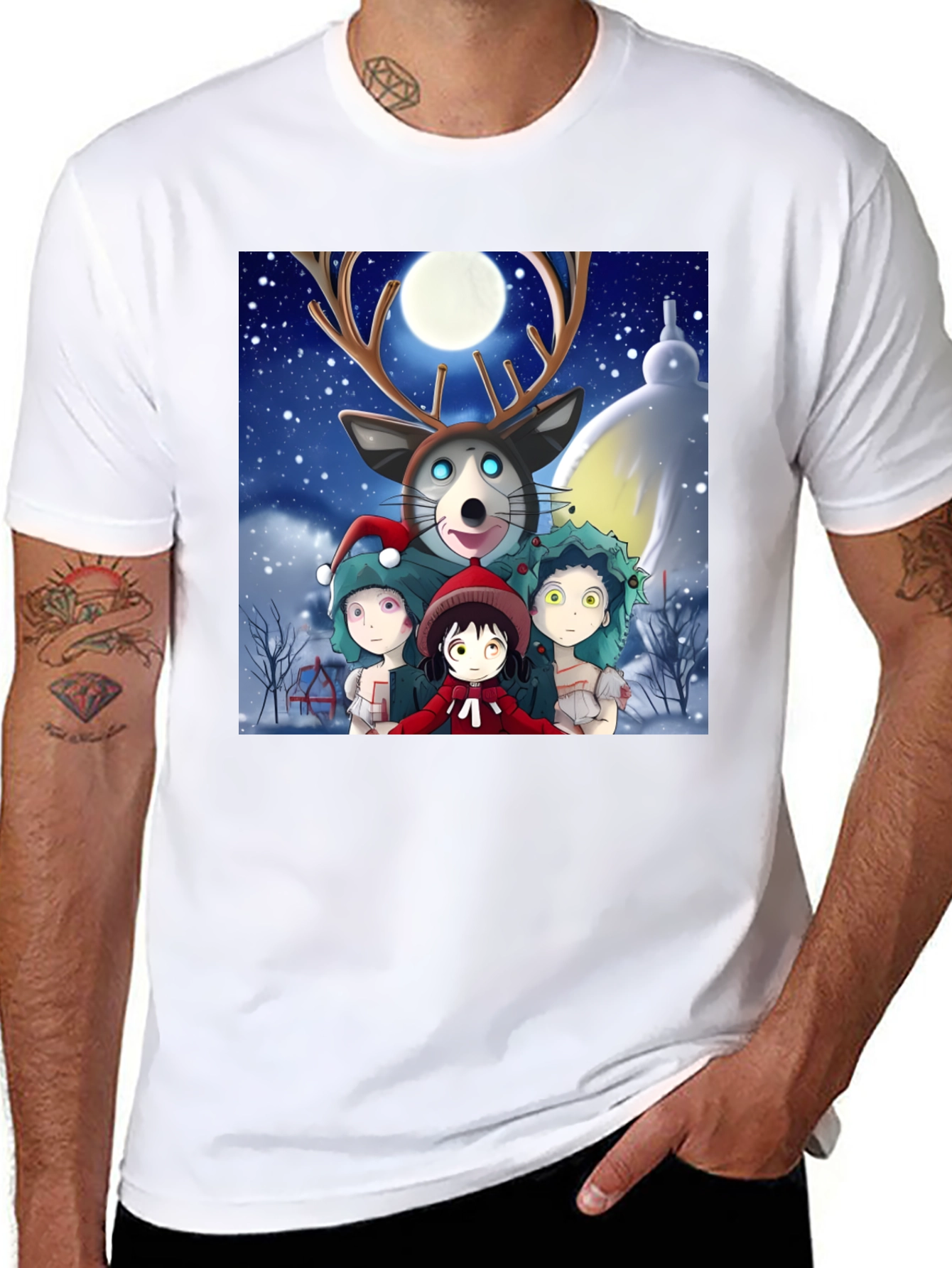Black Anime Winter Wonderland T-Shirt view 8
